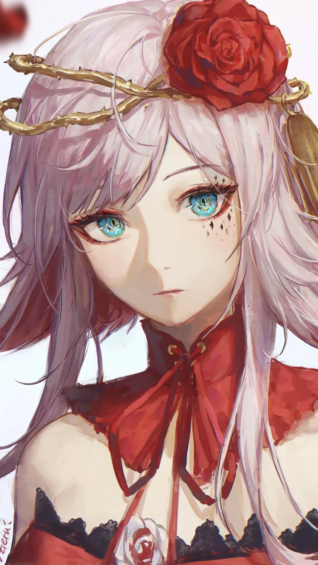 Anime Girl with Red Hair and White Dress Art Wallpaper