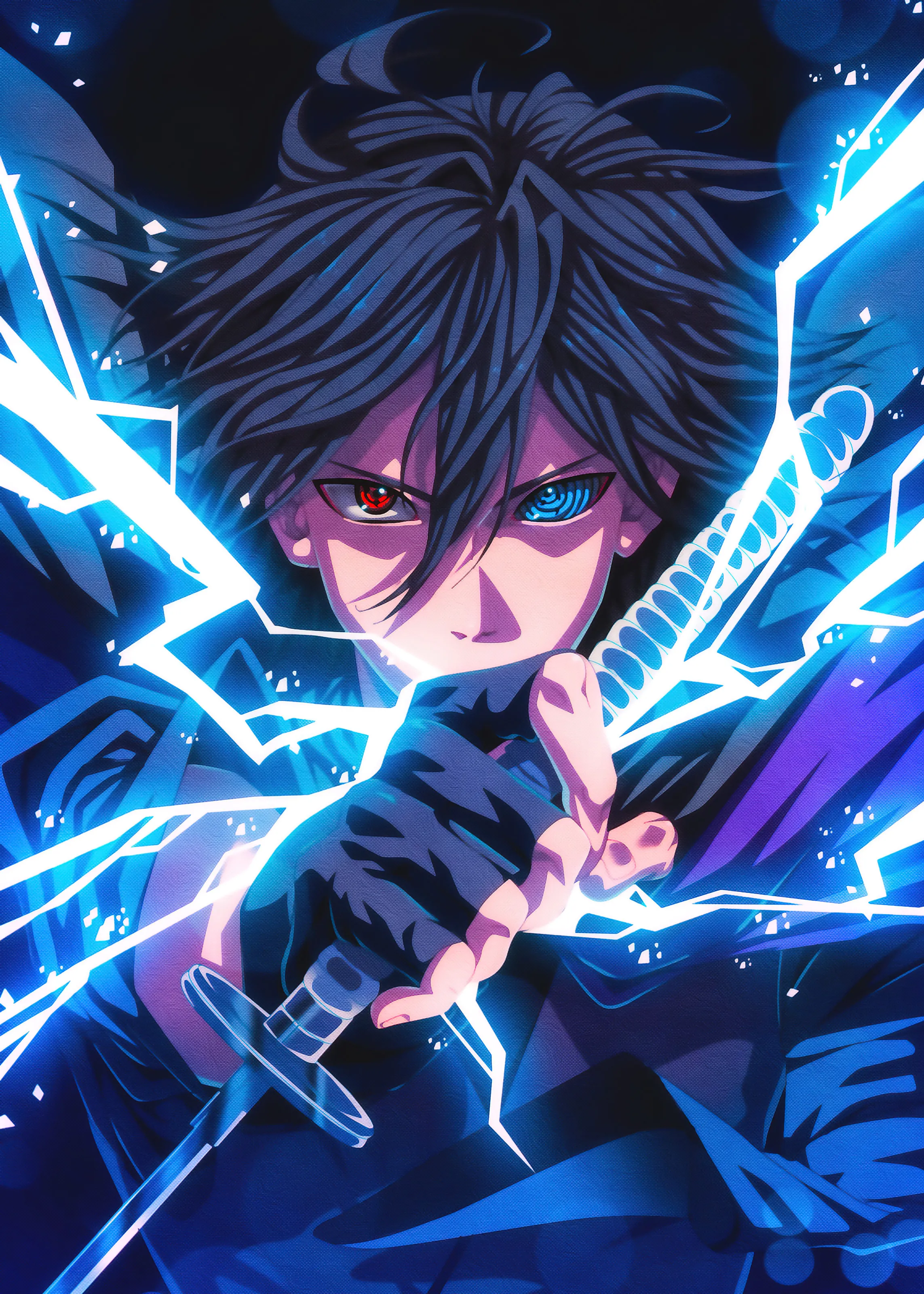 Anime Hero with Electric Blue Power Effect Wallpaper