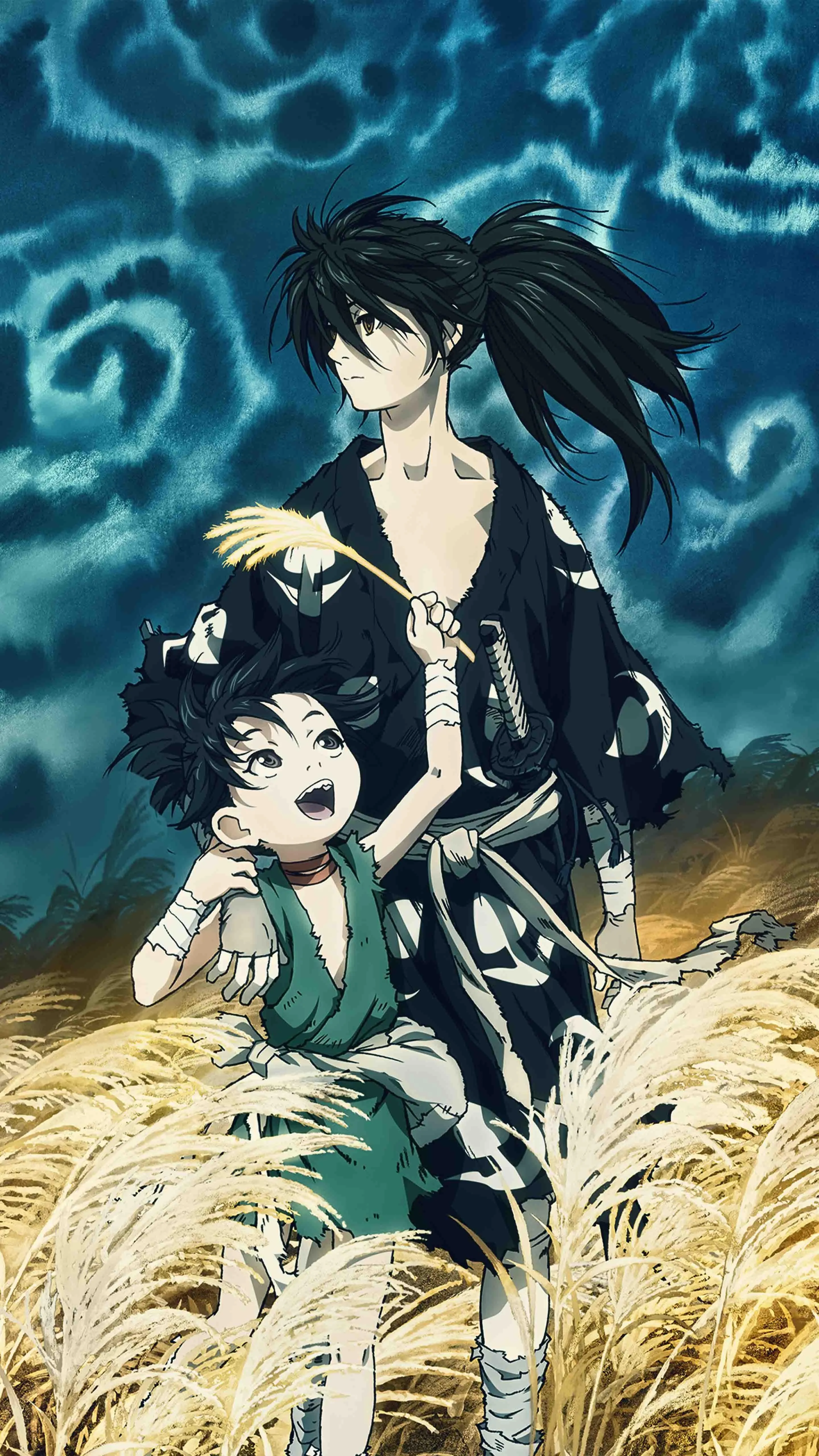 Anime Heroes Standing Together in a Field of Golden Wheat