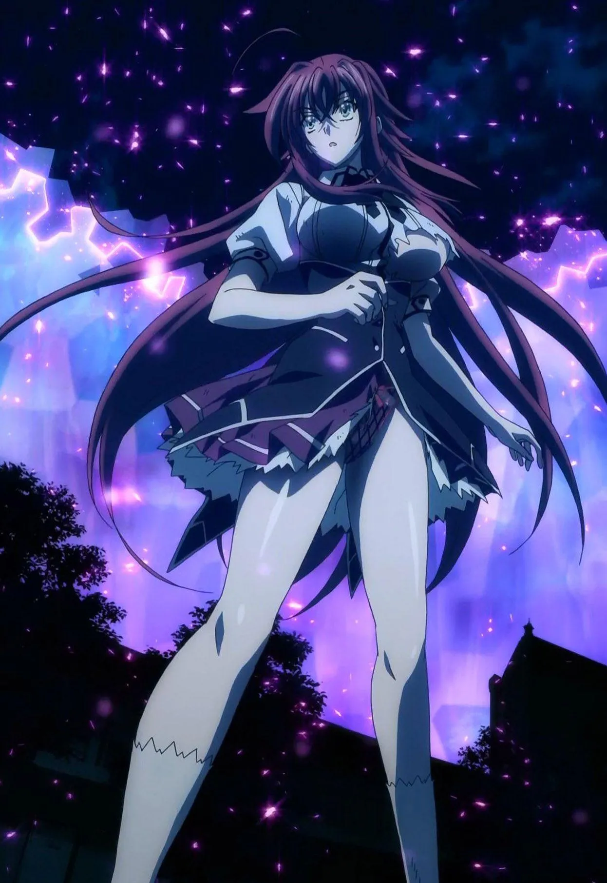 Anime Warrior Girl in White Outfit with Blue Energy Glow