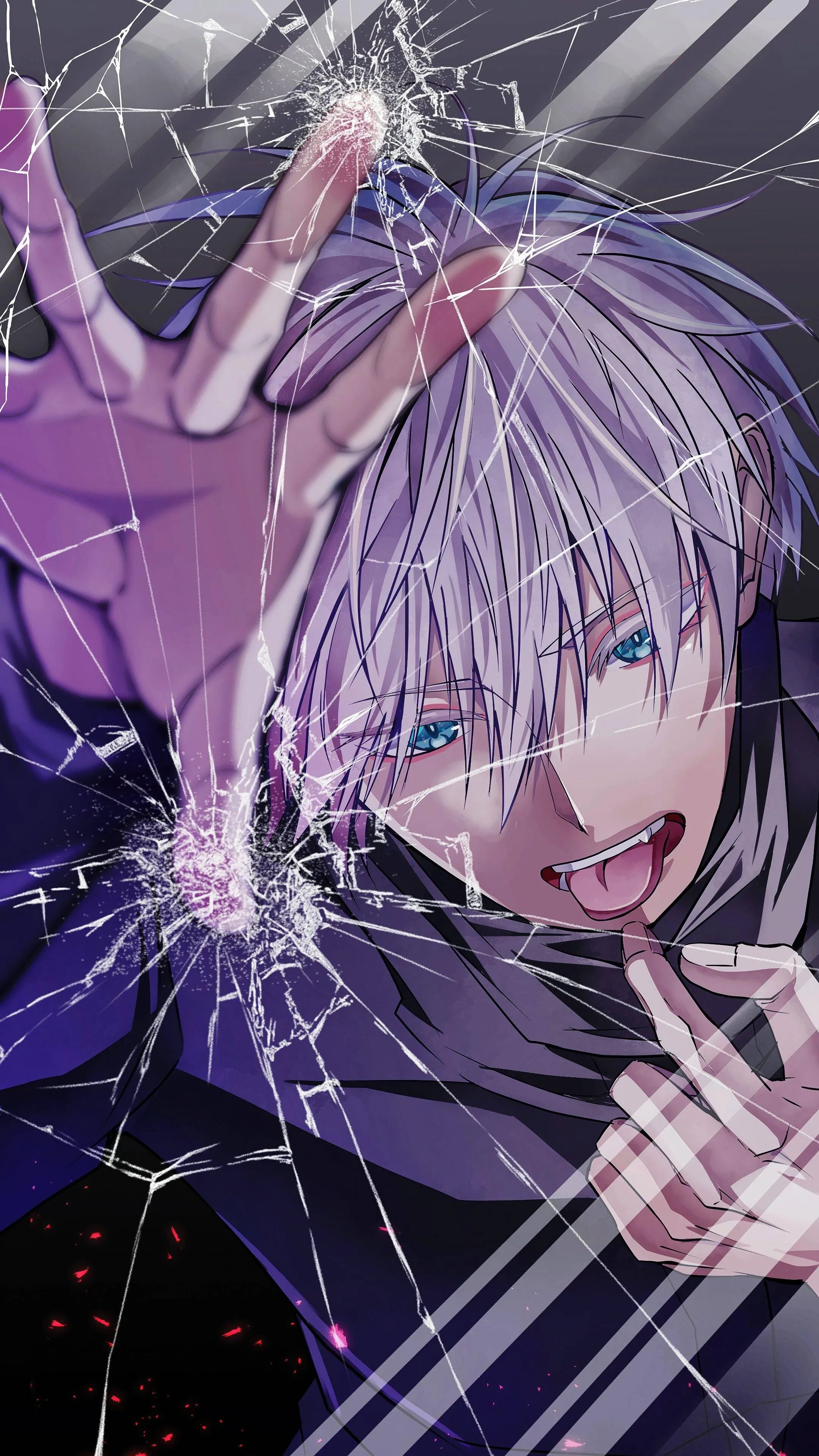 Anime Warrior with Purple Tones and Powerful Magical Aura