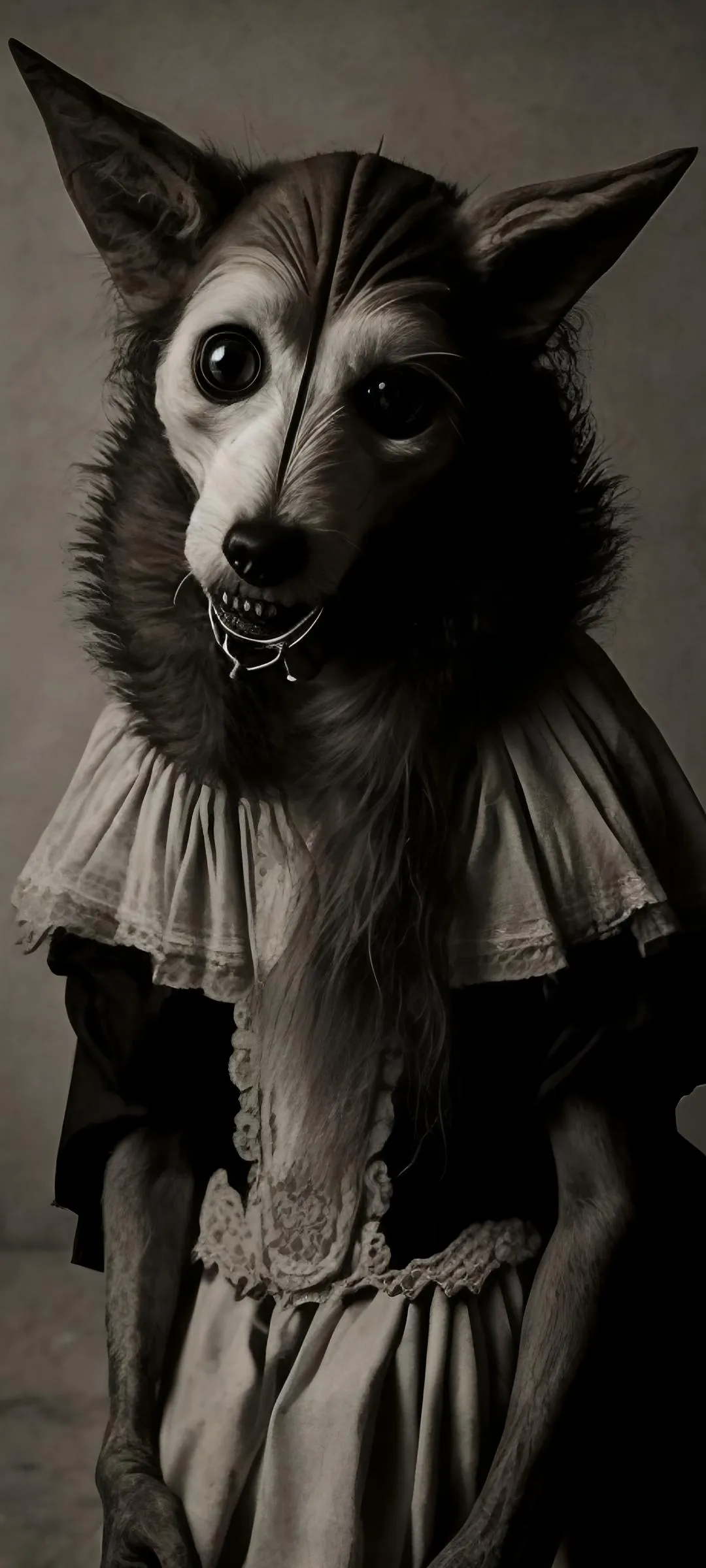 Anthropomorphic Dog in Vintage Portrait Style Wallpaper