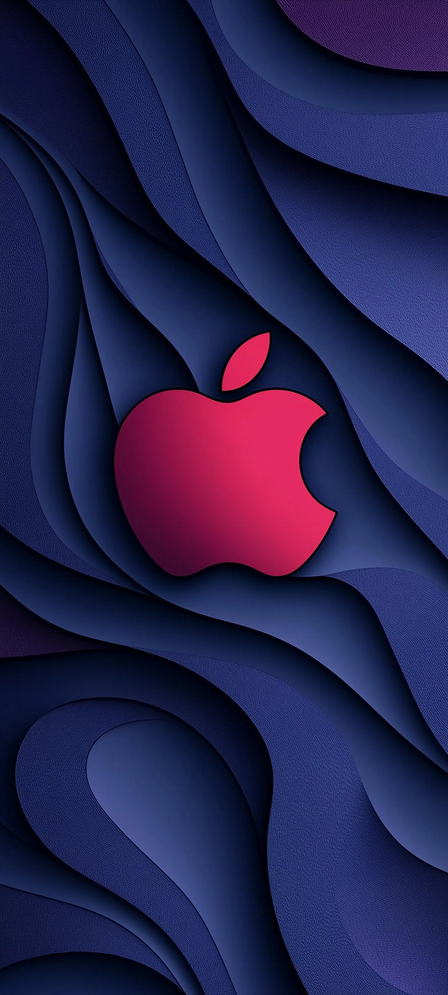 Apple Logo Embedded in Dark Blue Abstract Paper Layers