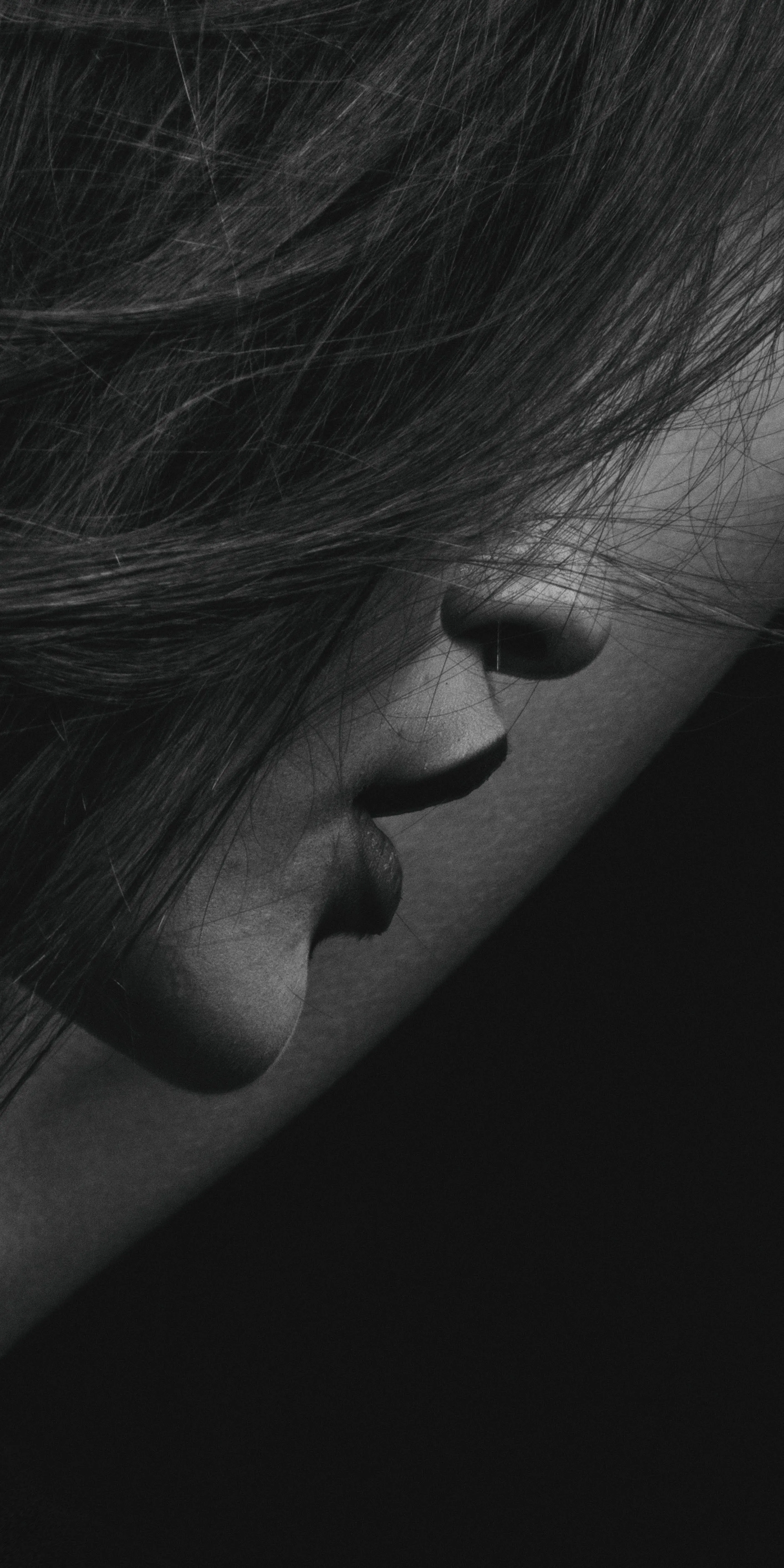 Artistic Black and White Side Face Portrait for Phones