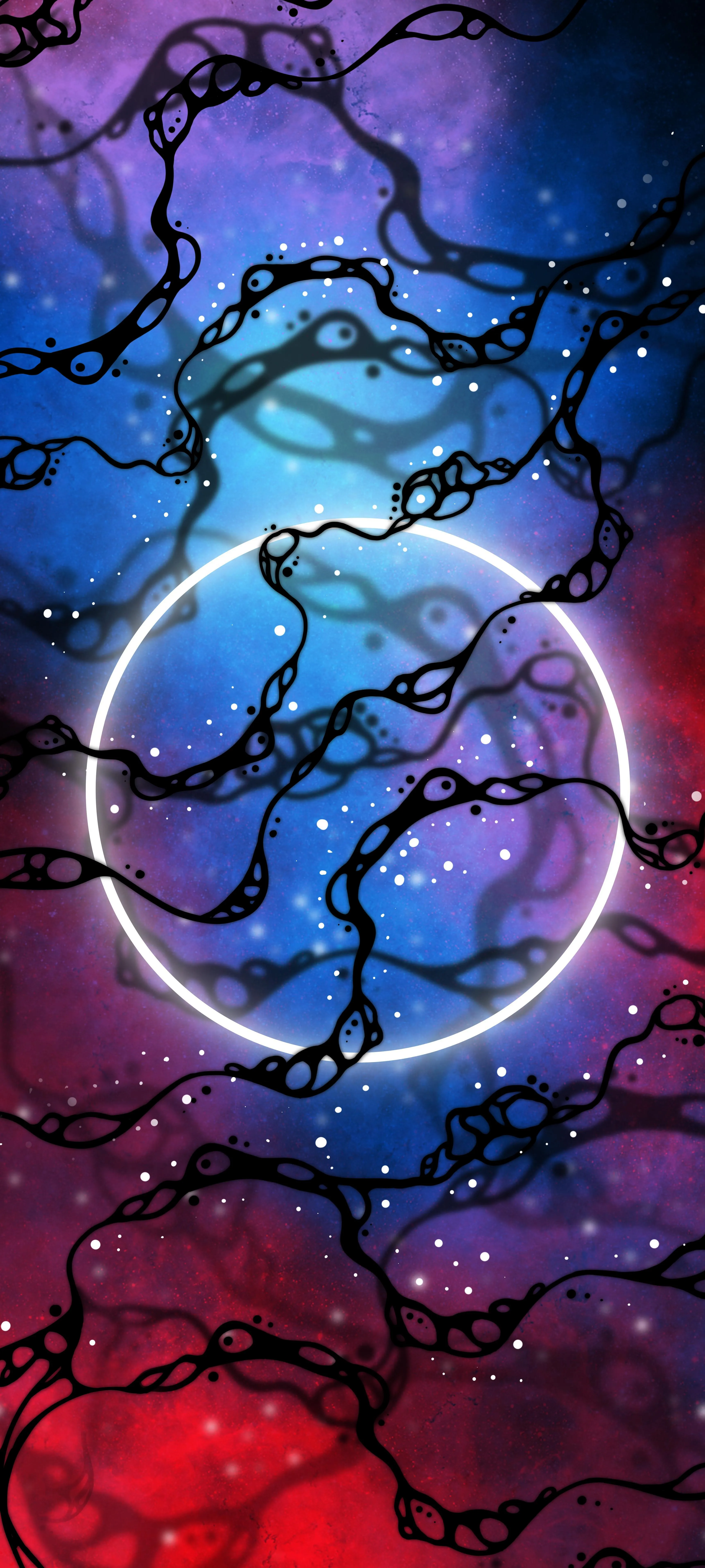 Artistic Cosmic Background with Blue and Red Nebula and Stars