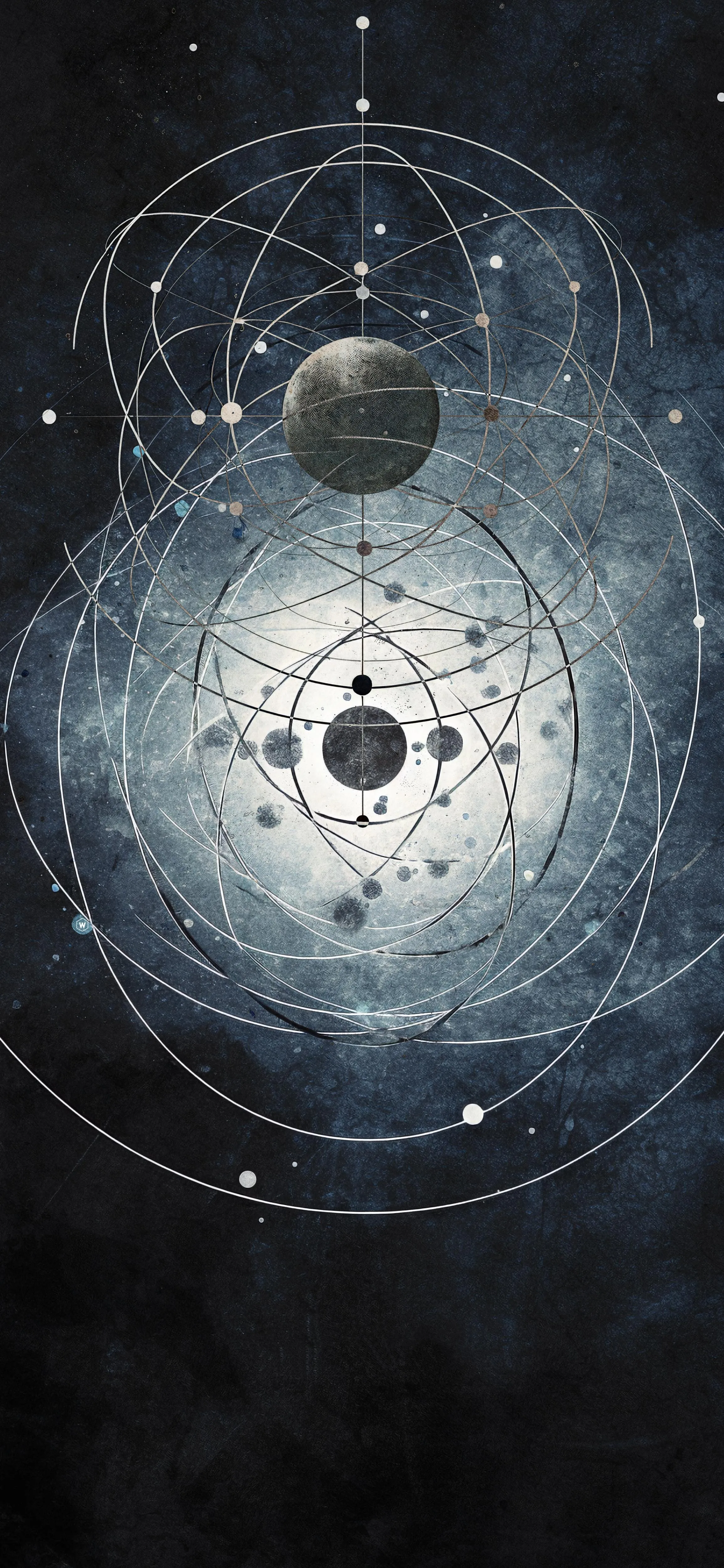 Artistic Cosmic Orbital Design with Dark Space Background