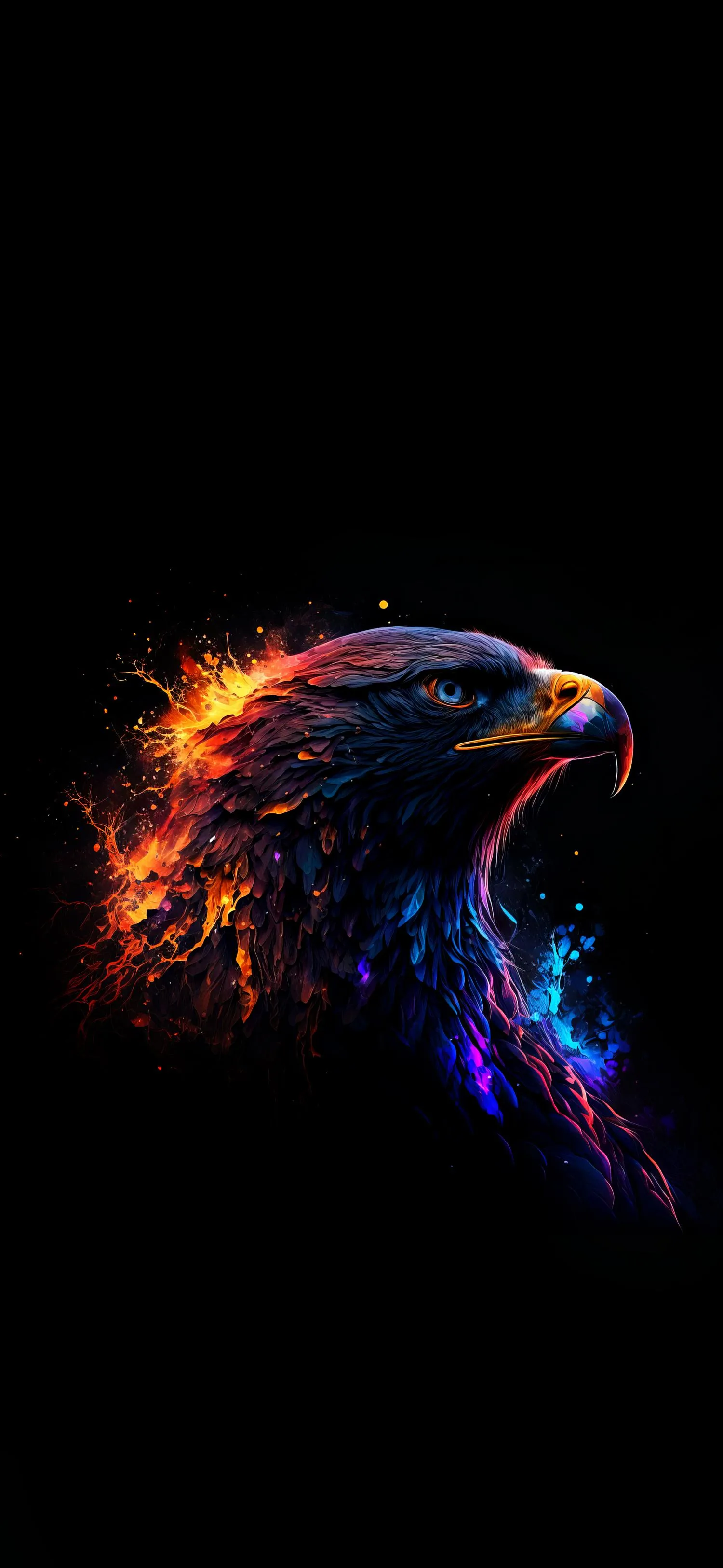Artistic Glowing Eagle Head on a Dark Abstract Background