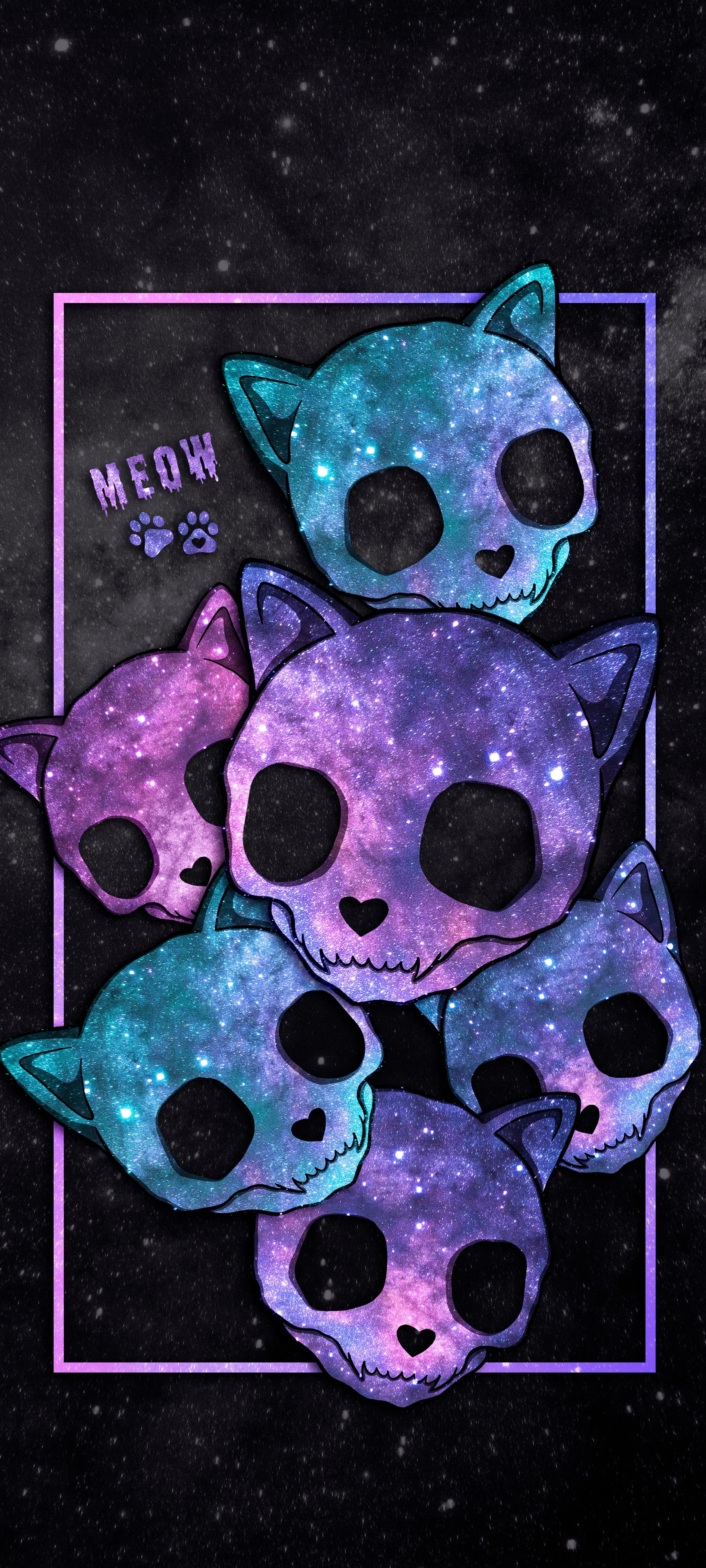 Artistic Neon Skull Design with Vibrant Color Palette