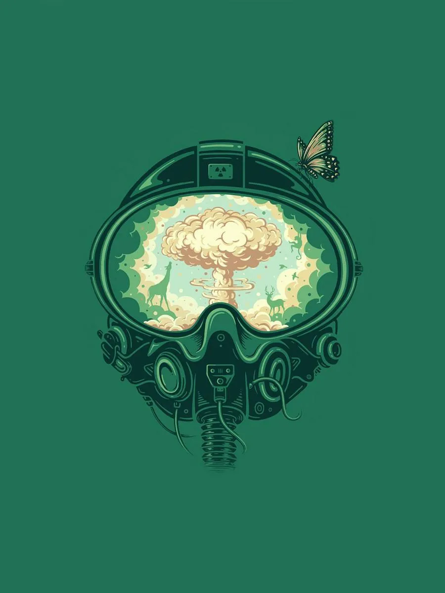 Artistic Pilot Helmet with Nuclear Explosion and Butterfly