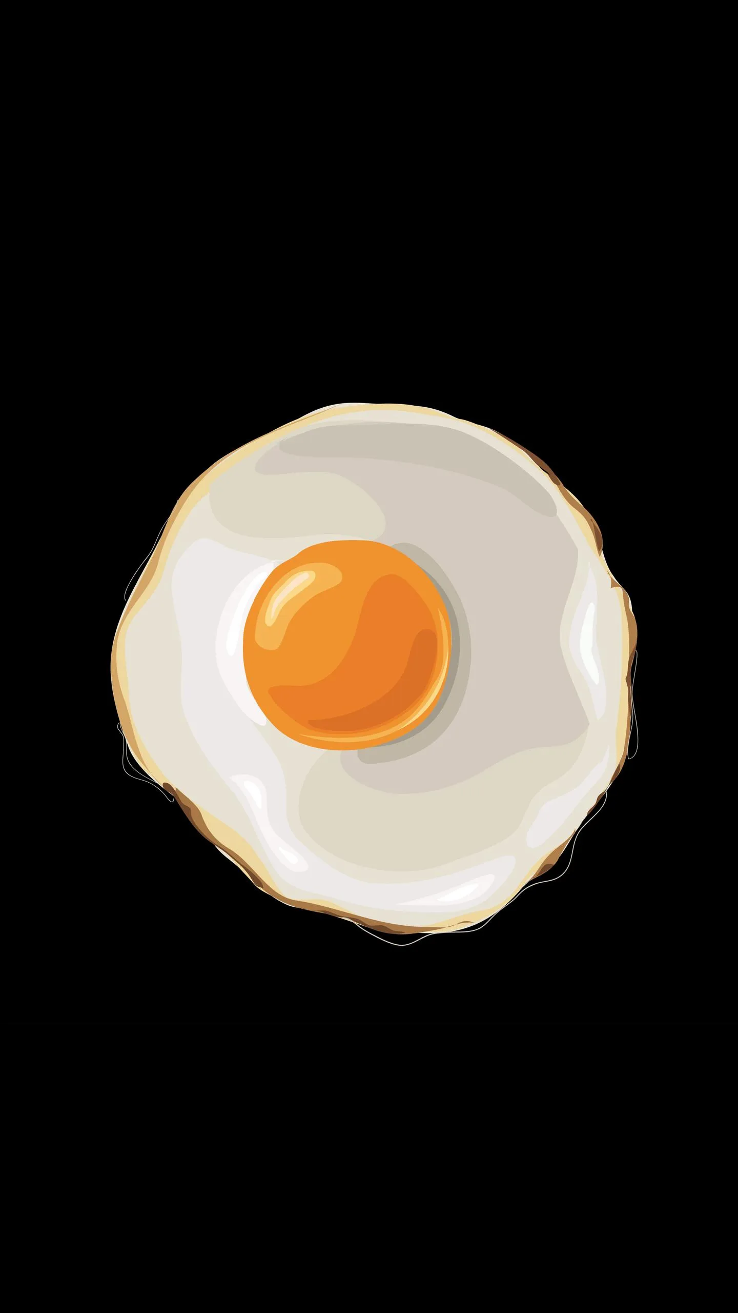Artistic Single Fried Egg on Black Background Wallpaper