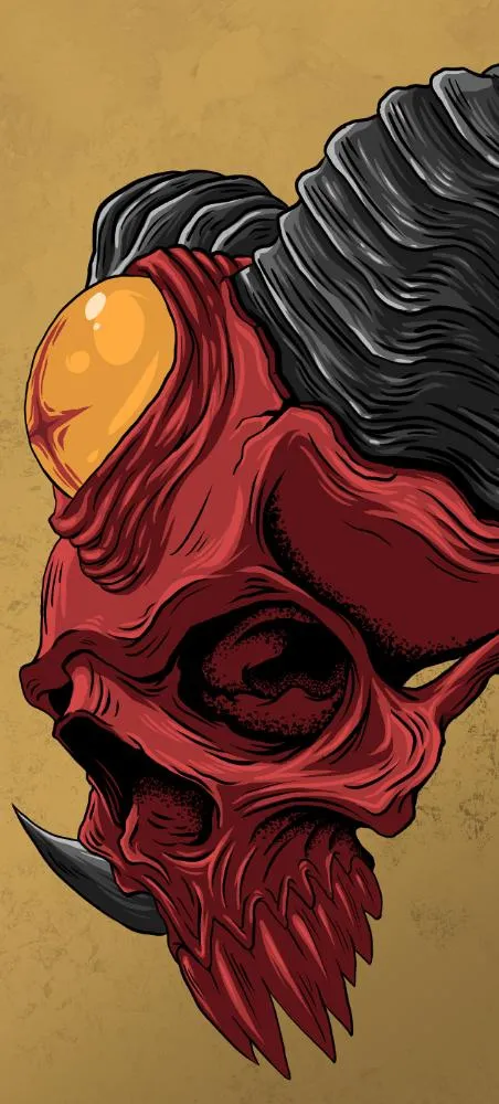 Artistic Skull Illustration with Bold Color Details Image