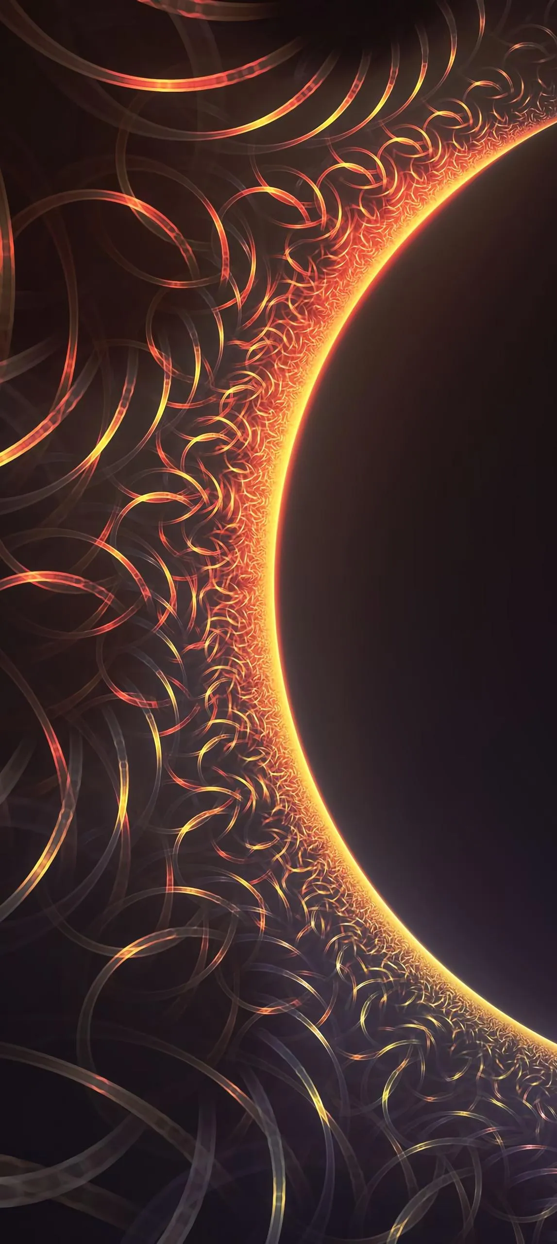 Artistic Solar Eclipse With Fire Ring Around The Sun