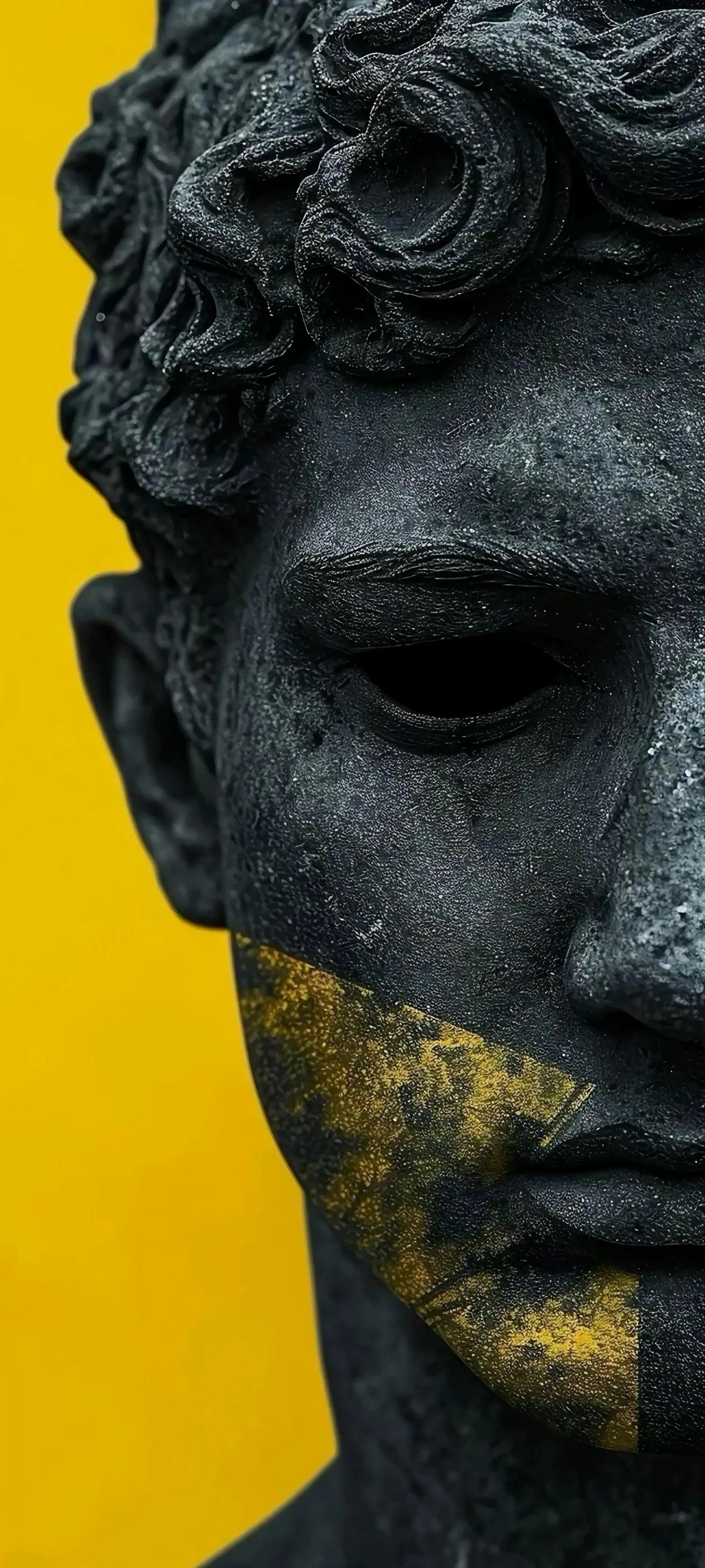 Artistic Stone Statue on Bright Yellow Background Wallpaper