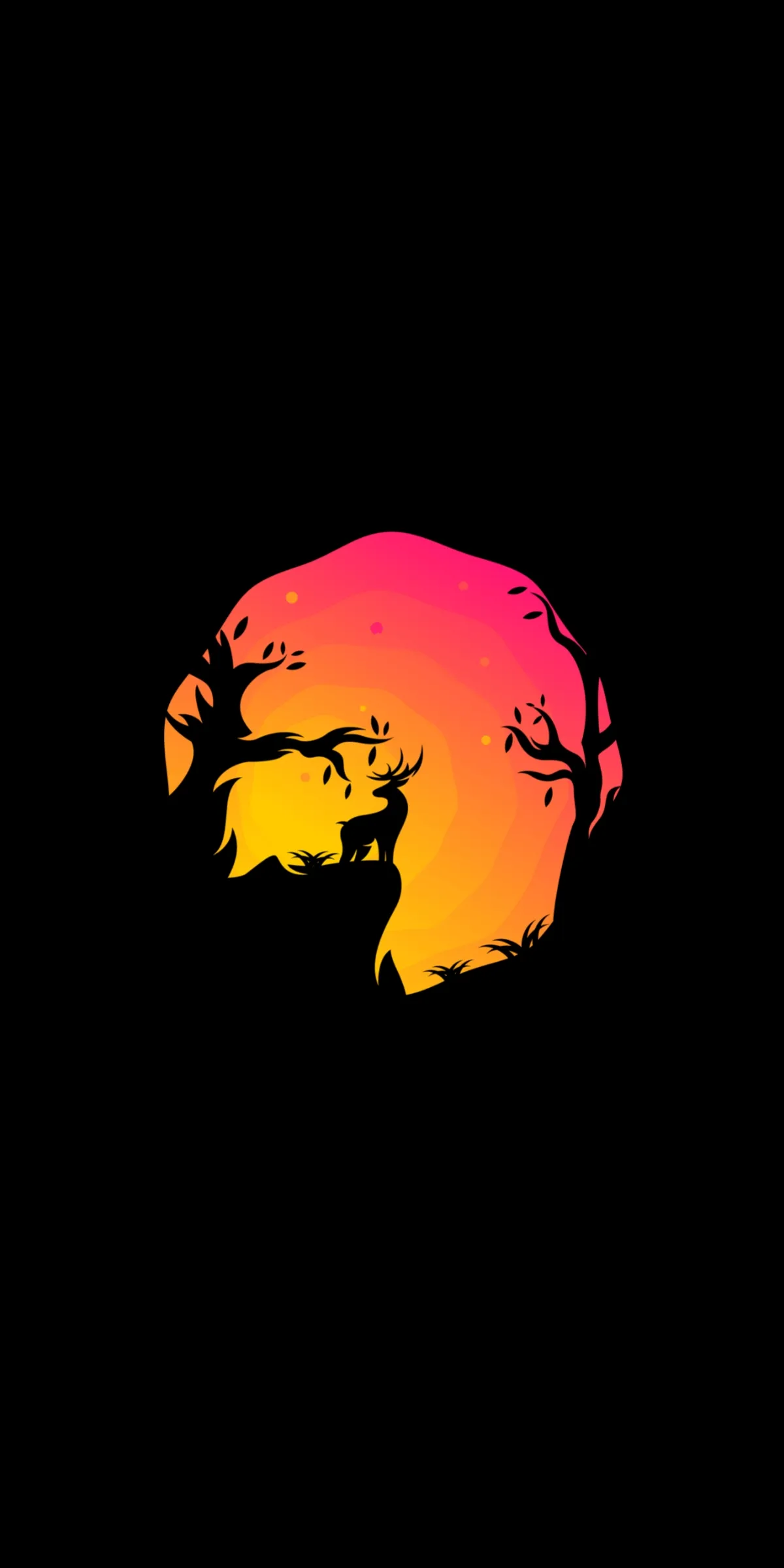 Artistic Sunset Silhouette with Warm Orange Glow Wallpaper