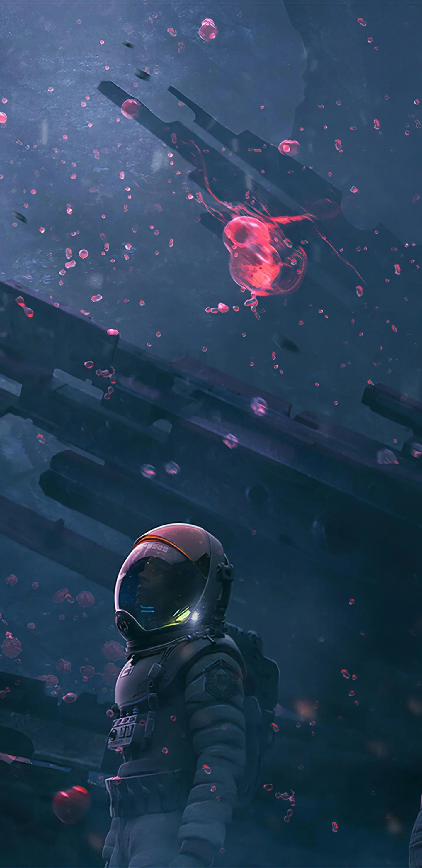 Astronaut Exploring a Mysterious Underwater World Wallpaper