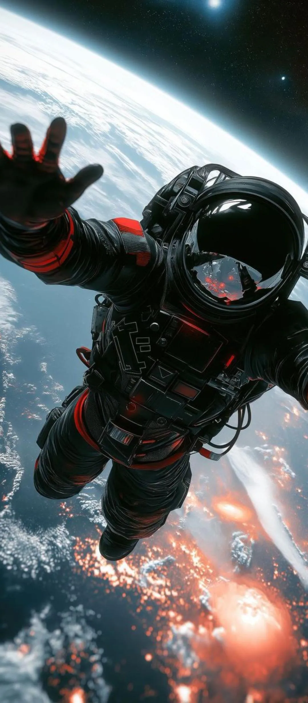 Astronaut Floating in Space Near Planet Earth Wallpaper