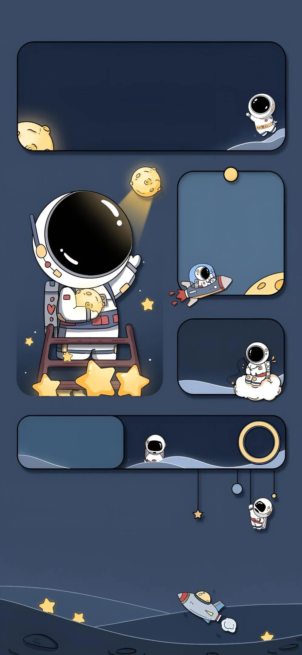 Astronaut Floating in Space Surrounded by Planets Wallpaper