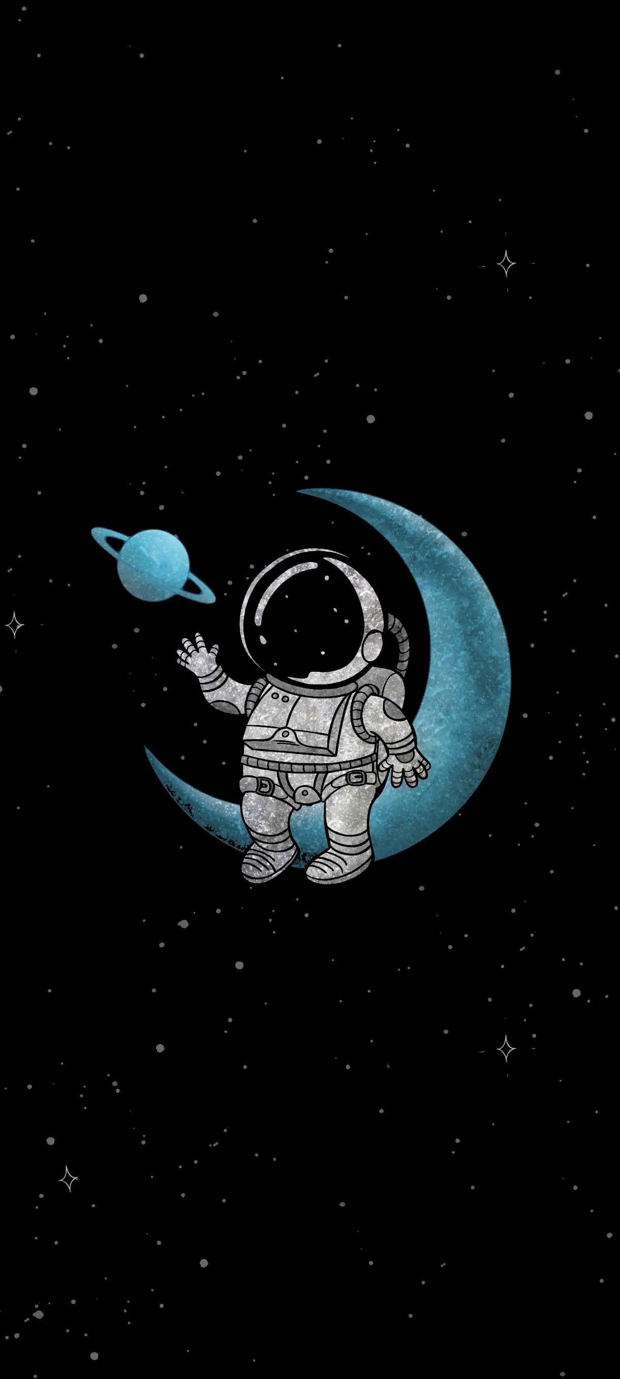 Astronaut Floating in Space with Moon Digital Art Wallpaper