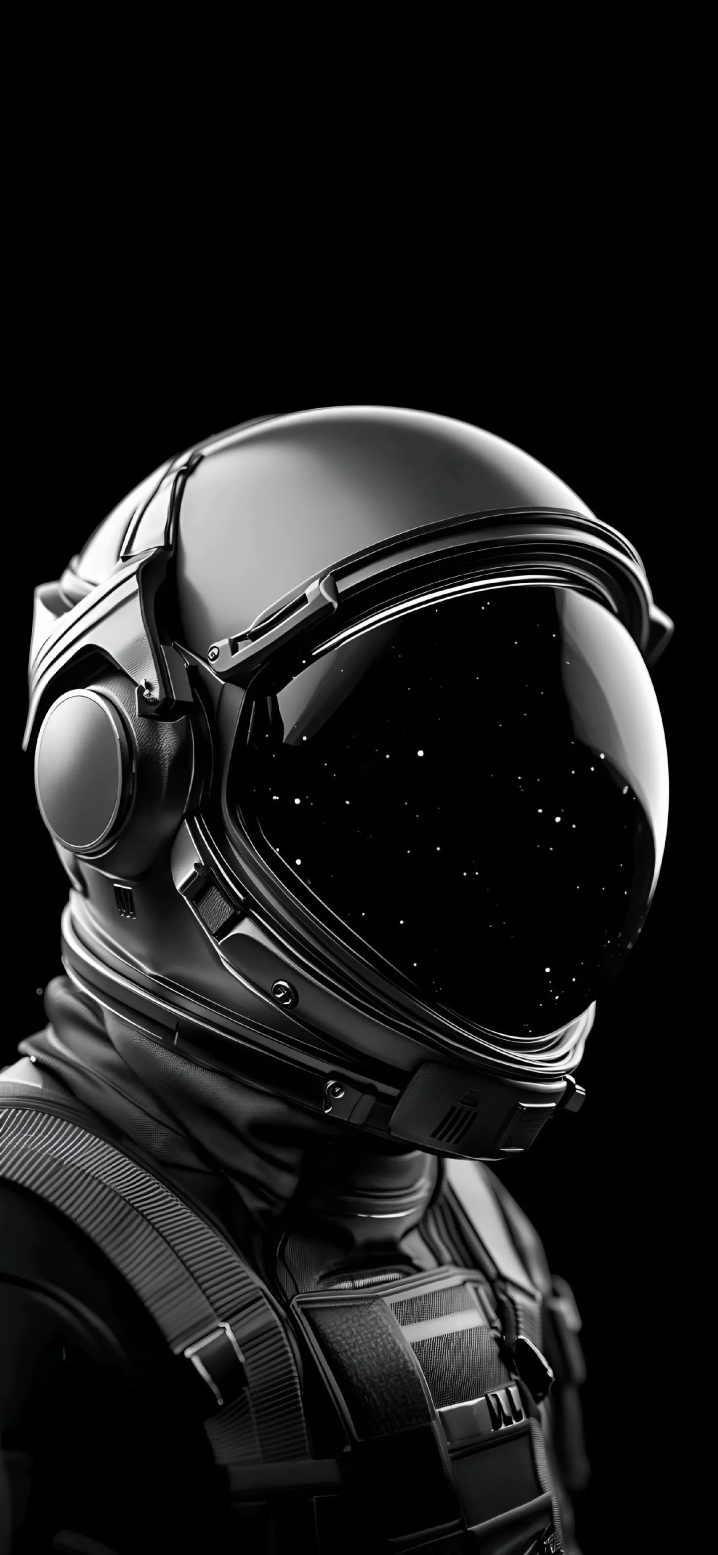 Astronaut In Black And White Suit Facing Away From Camera