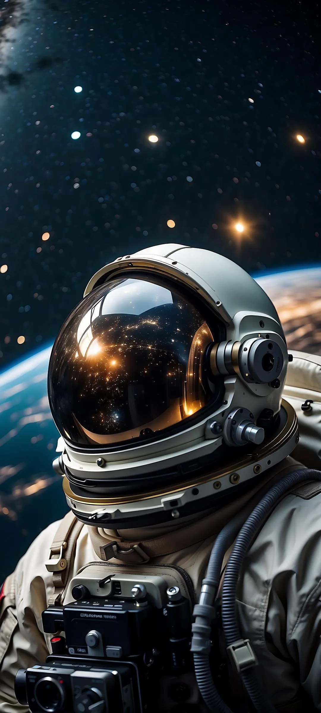 Astronaut in Space with Stars in Background Wallpaper