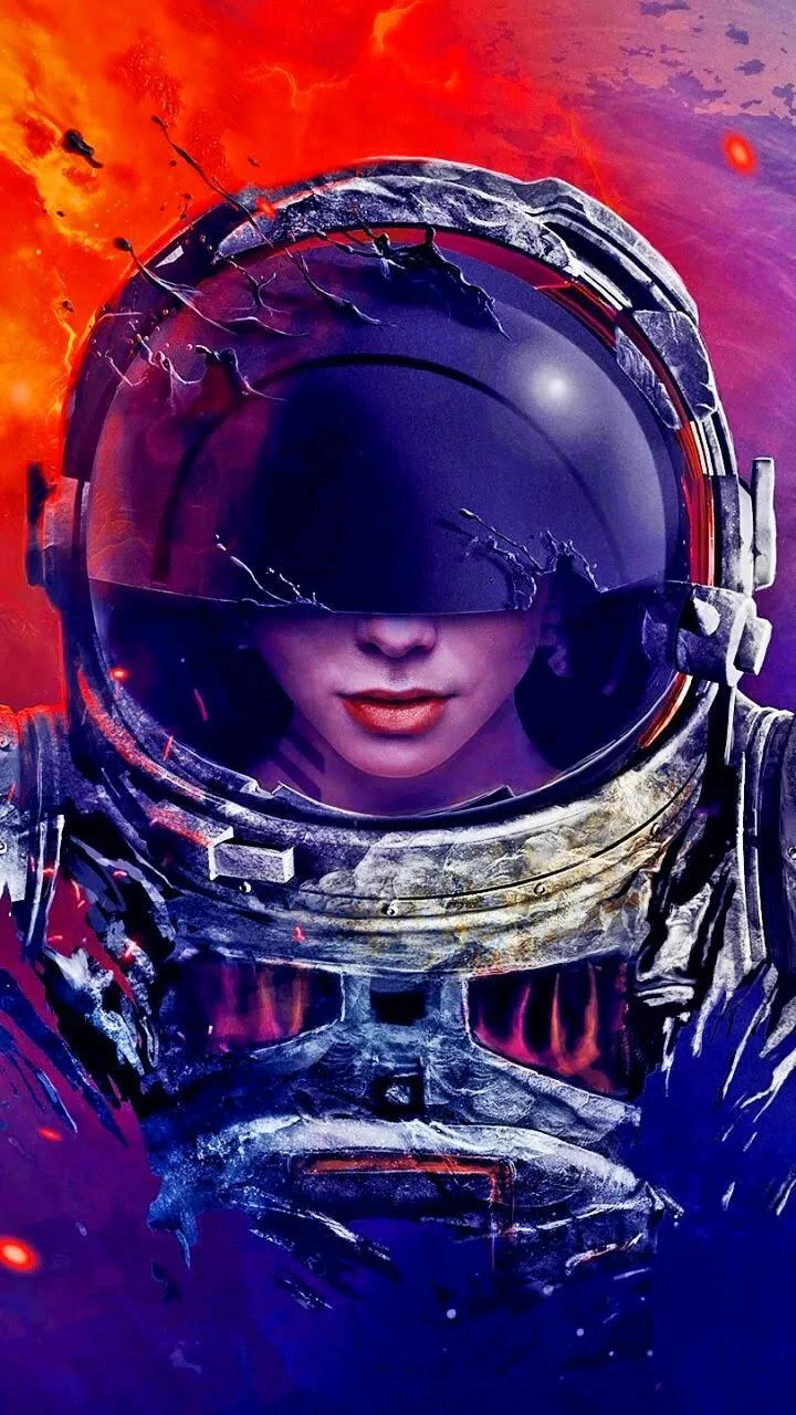 Astronaut Portrait Glow for Sci Fi Mobile Wallpaper
