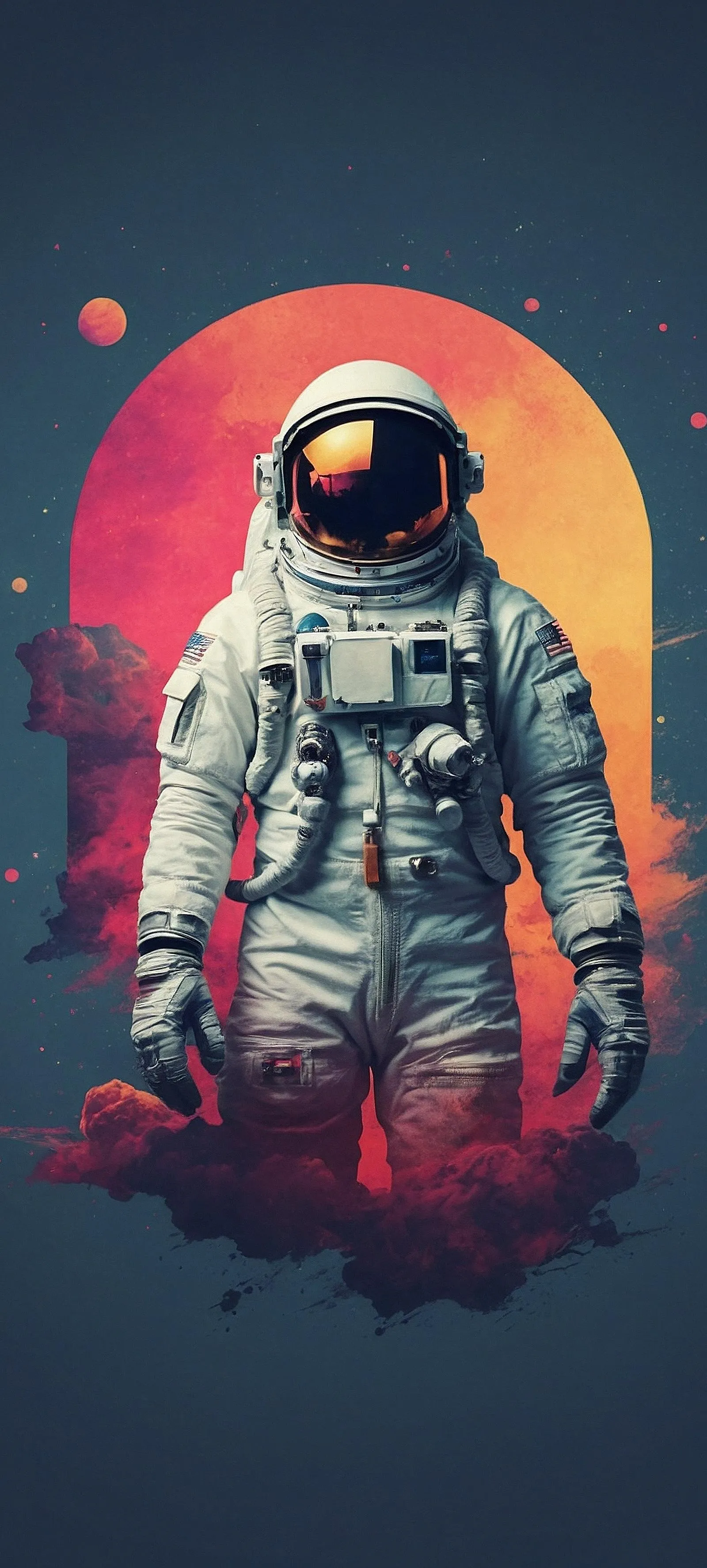 Astronaut Standing on Red Alien Planet Surface Wallpaper