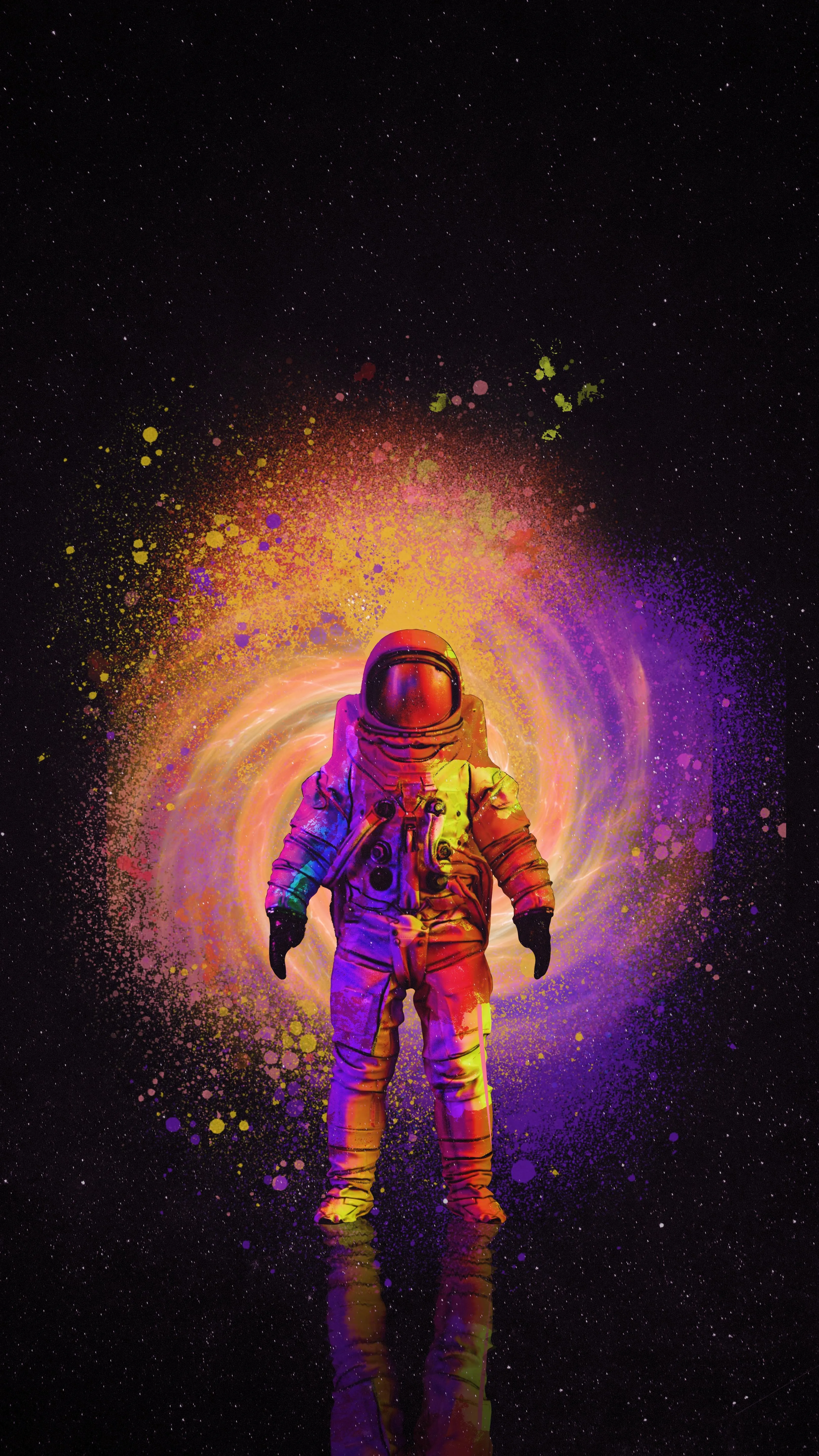 Astronaut Surrounded by Galaxy Lights for Sci Fi Fans Wallpaper