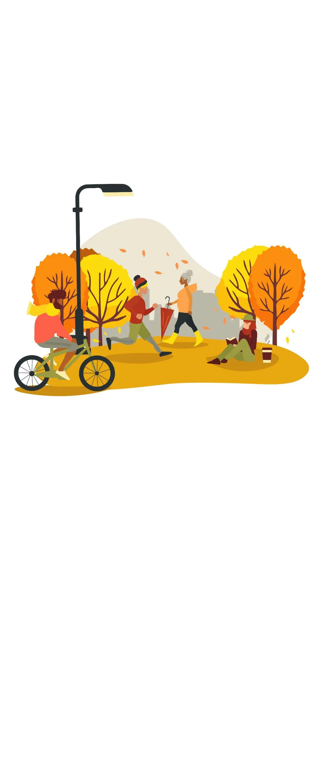 Autumn Bicycle Illustration Wallpaper for Smartphones