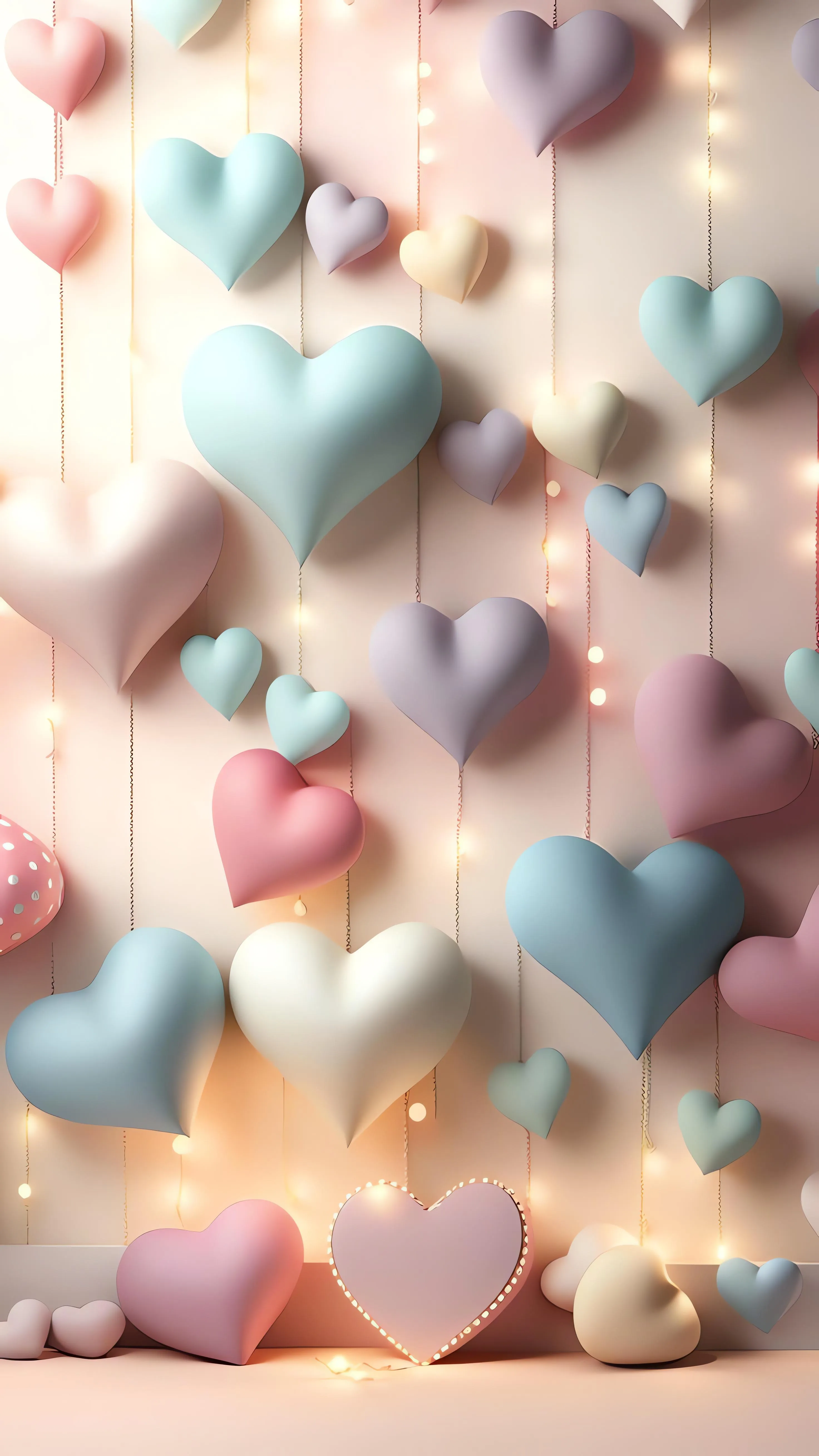Background with Soft Pastel Colored Heart Shapes Wallpaper