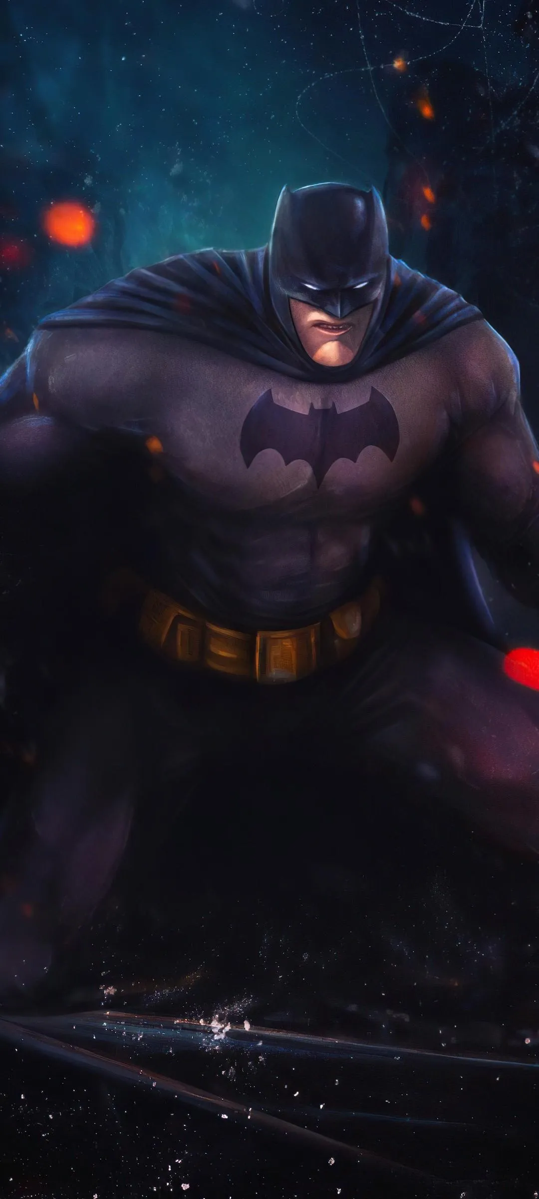 Batman Hero Character in Shadowed Blue Lighting Wallpaper
