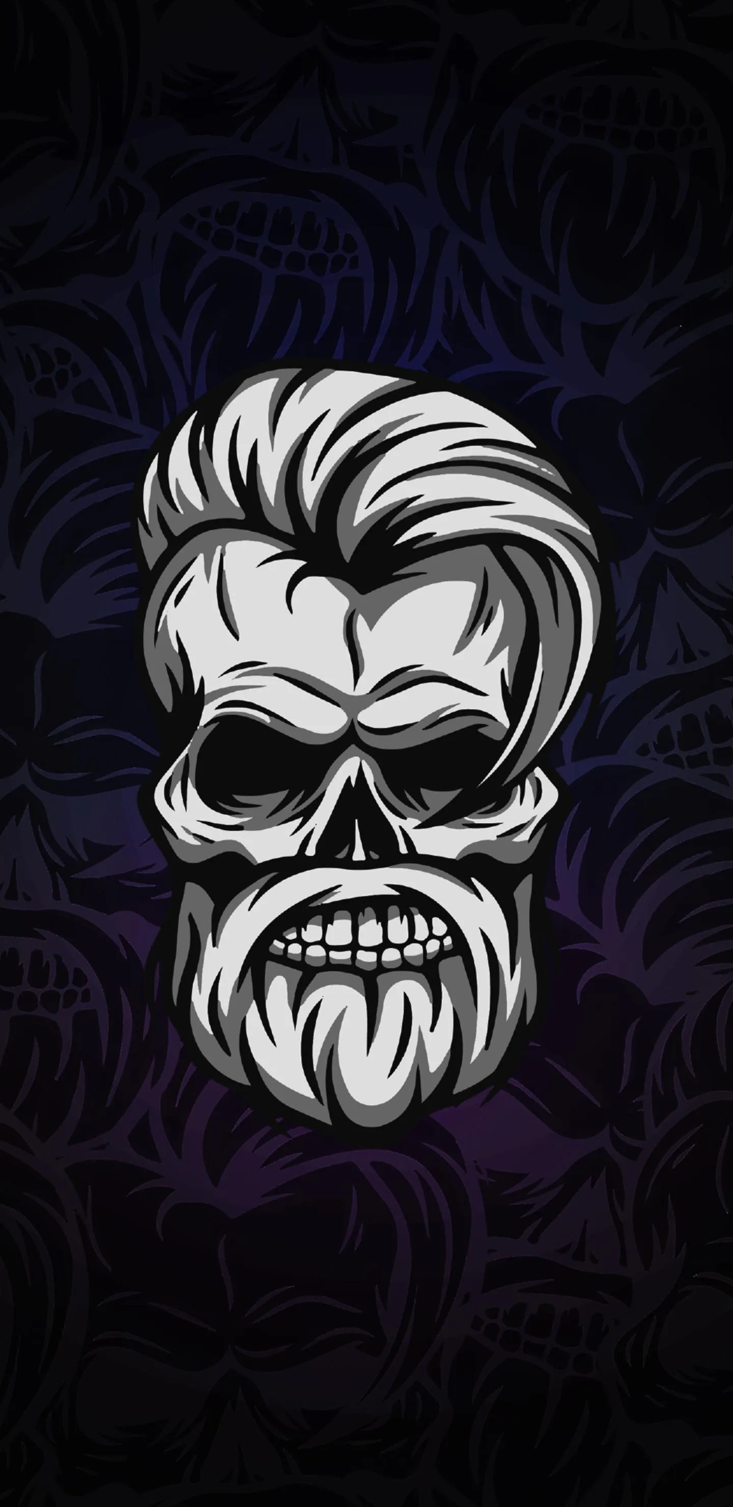 Bearded Skull Artwork with Tattoo and Grunge Aesthetic