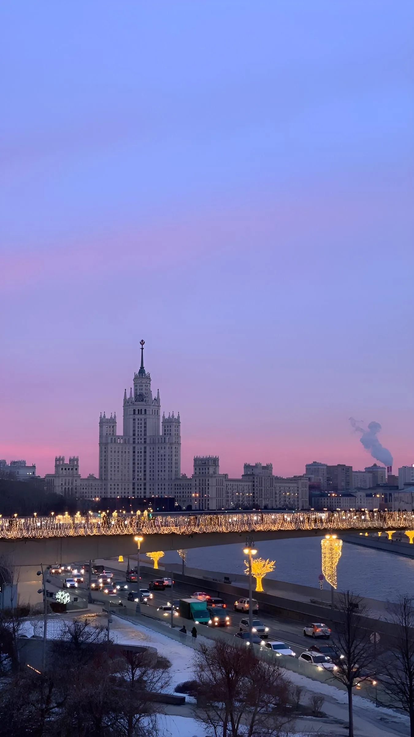 Beautiful Cityscape at Dusk with River Reflections