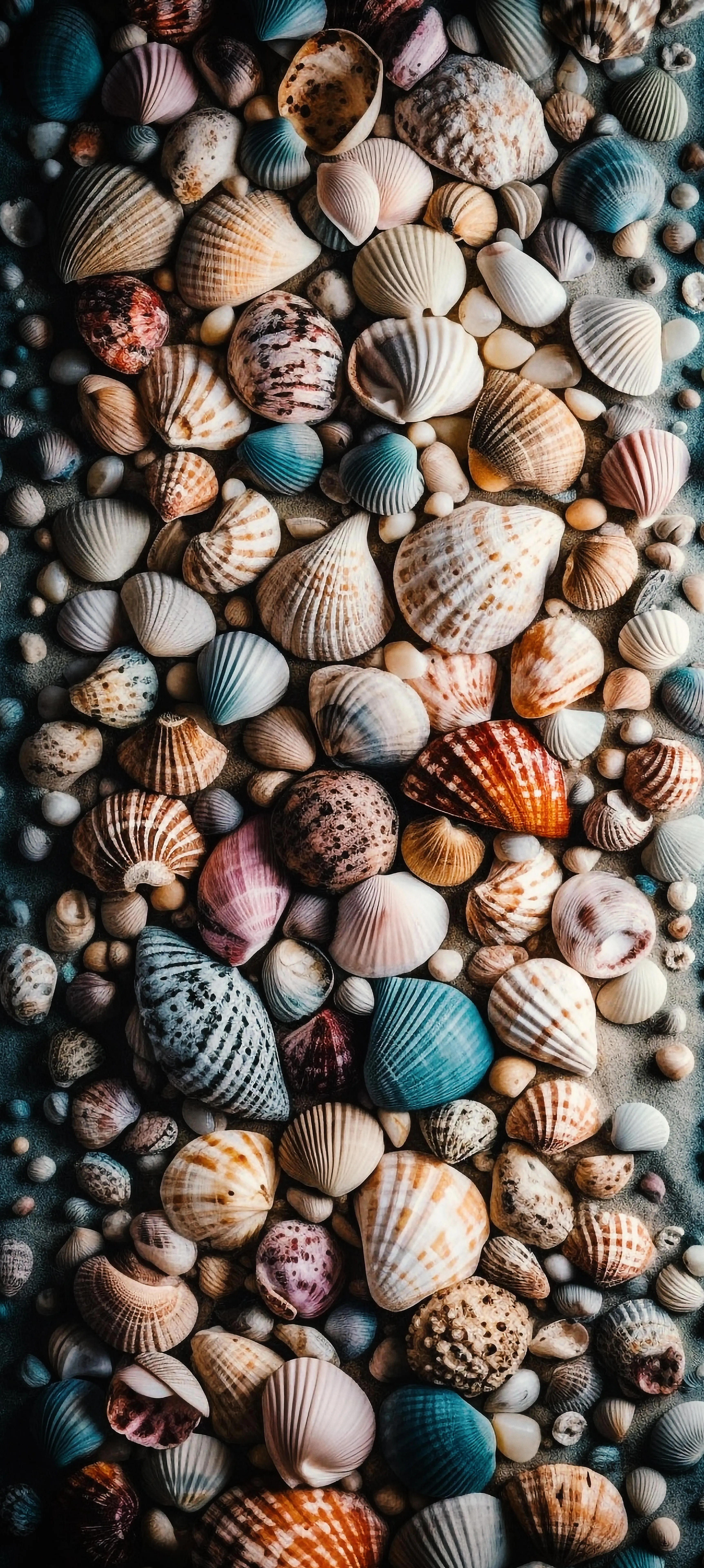 Beautiful Closeup View of Multicolored Sea Shells Wallpaper