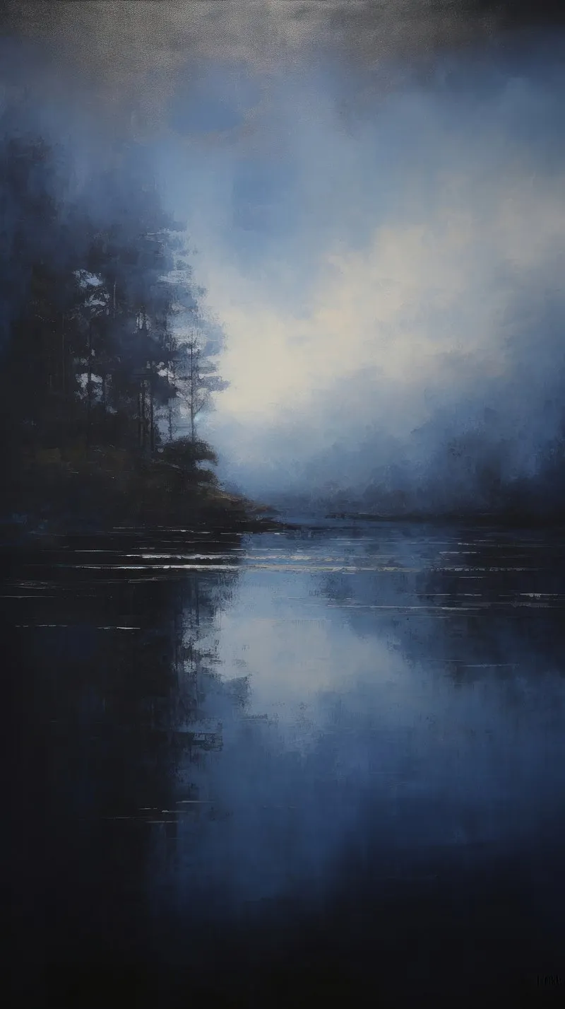 Beautiful Dark Sky with Mist and Reflection Mobile Wallpaper