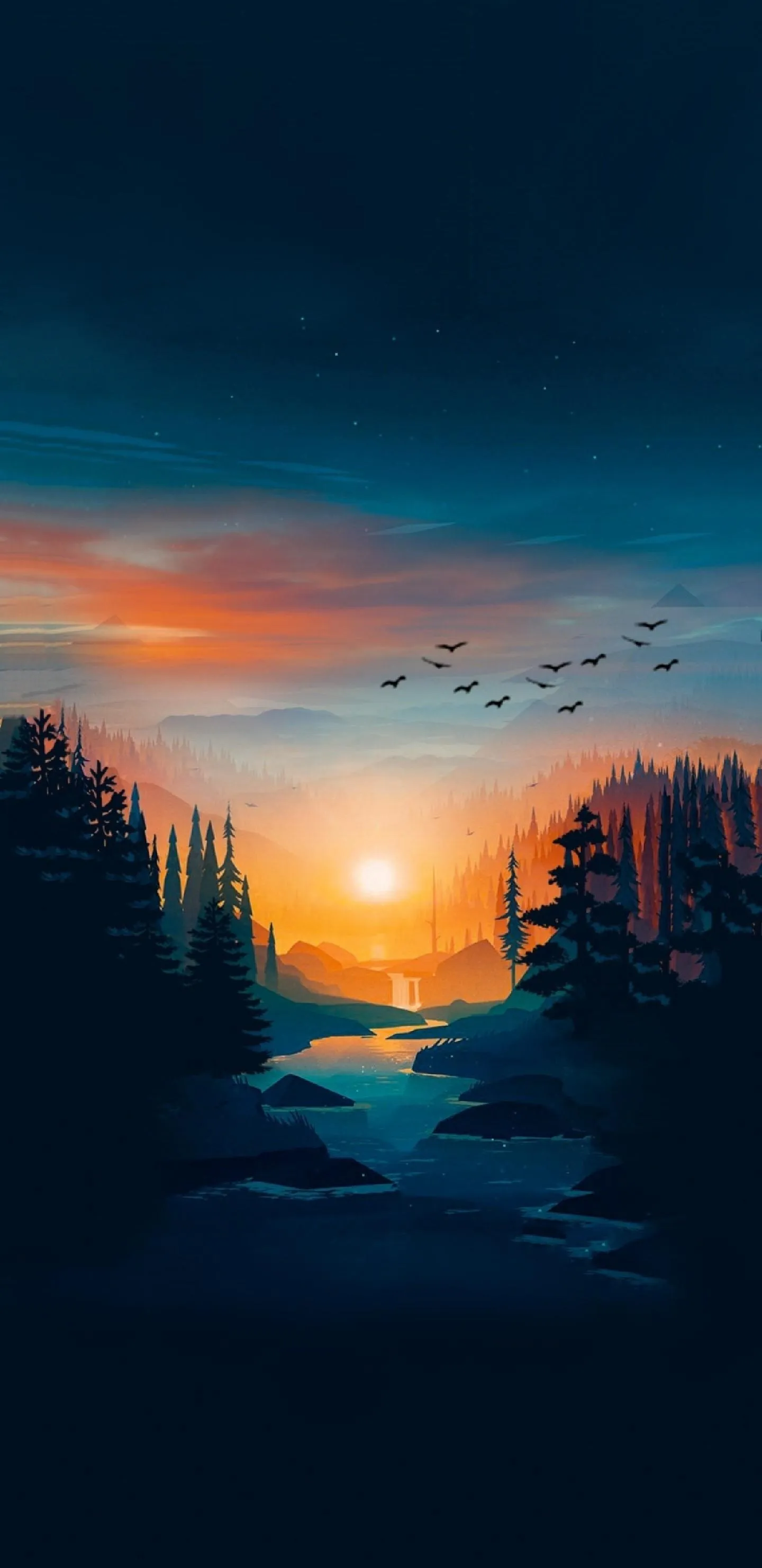 Beautiful Evening Sky Art for Calm Mobile Wallpaper