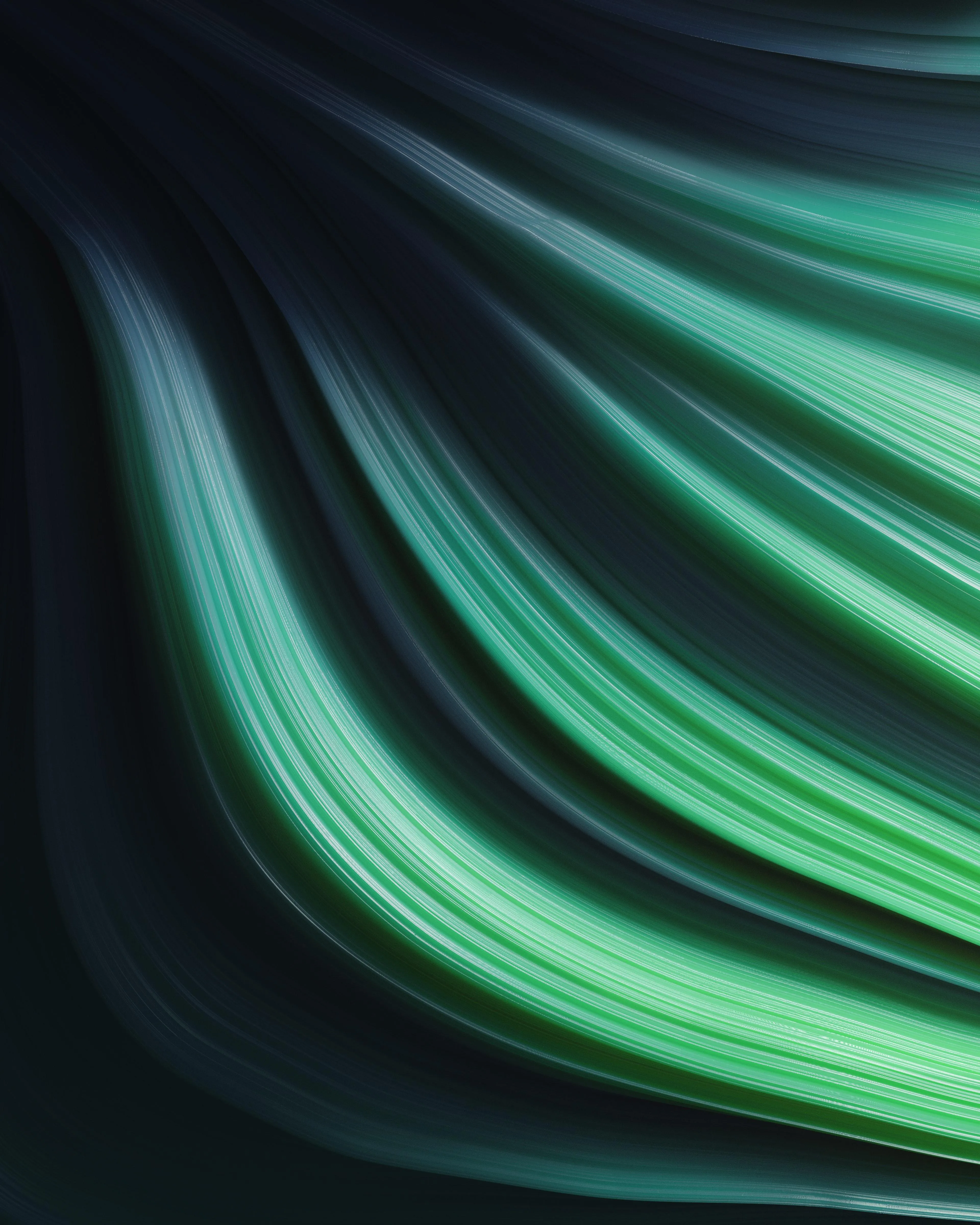 Beautiful Flowing Green and Blue Digital Abstract Art