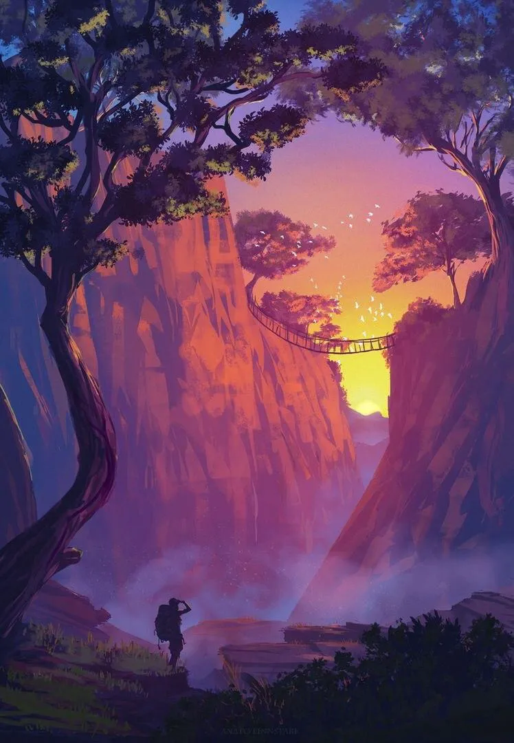 Beautiful Magical Purple Forest Tree Fantasy Art Wallpaper