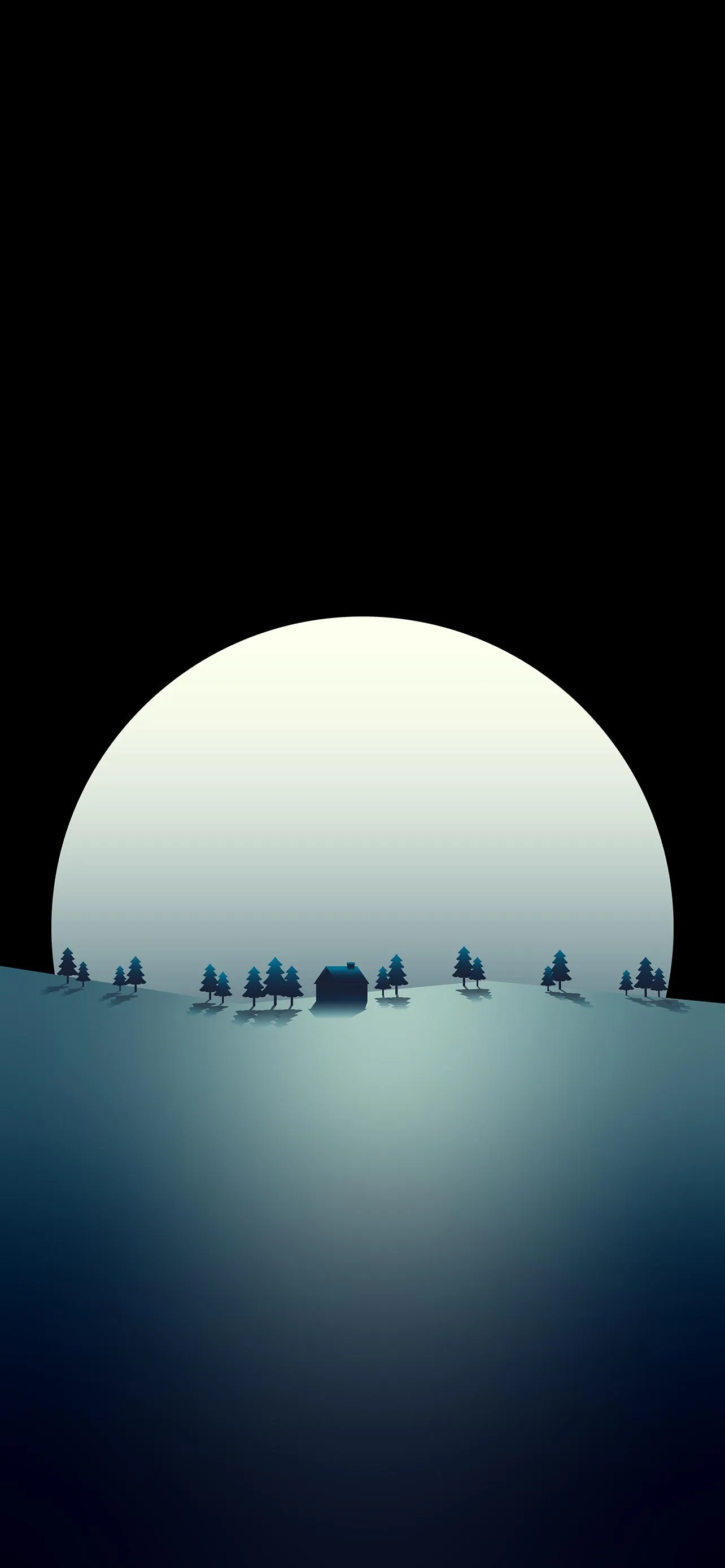 Beautiful Moonrise Wallpaper with Silhouetted People View