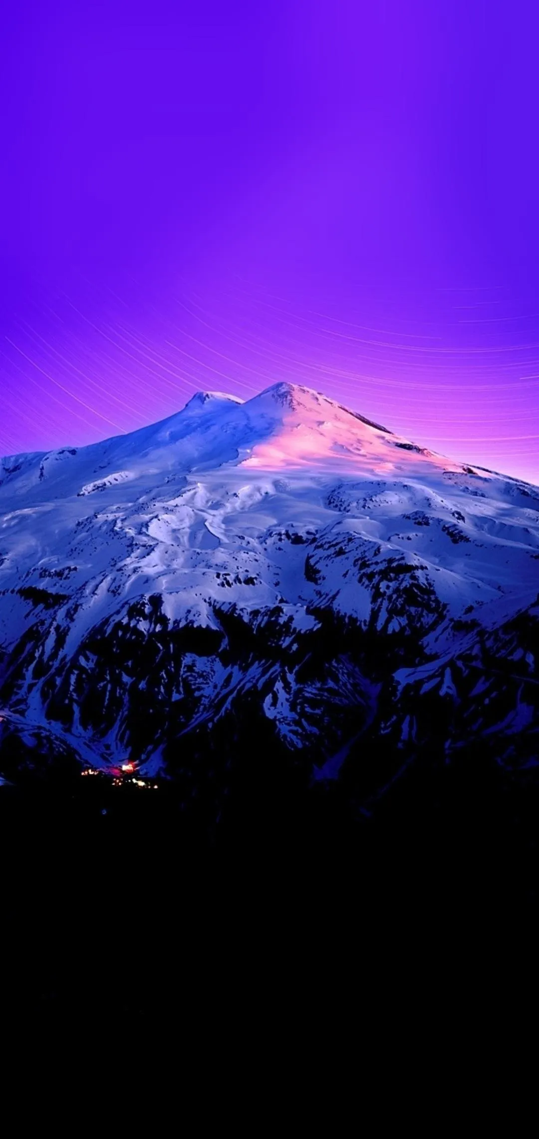 Beautiful Mountain Peak Under Purple Sky View Wallpaper