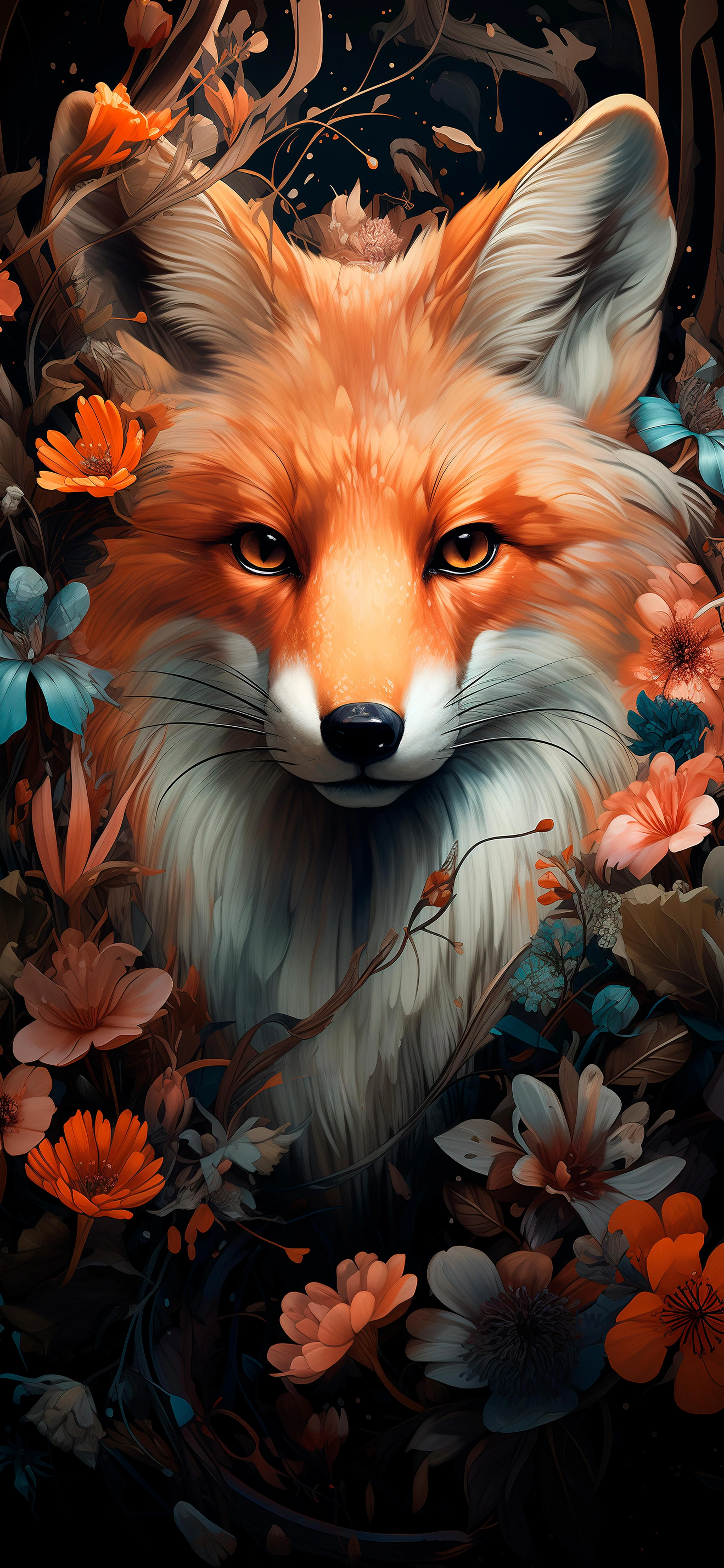 Beautiful Red Fox with Autumn Leaves Around It Wallpaper