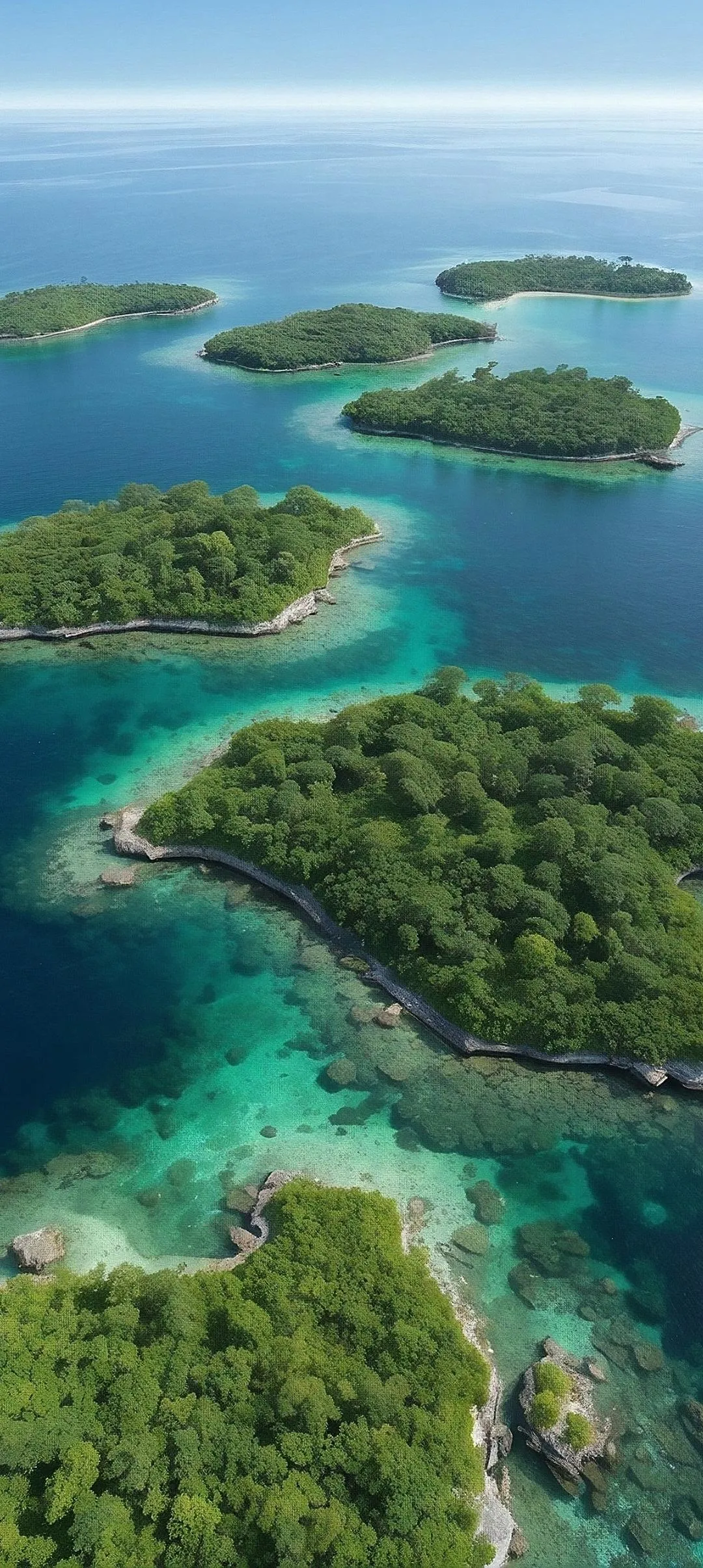 Beautiful Tropical Island with Clear Water and Green Trees
