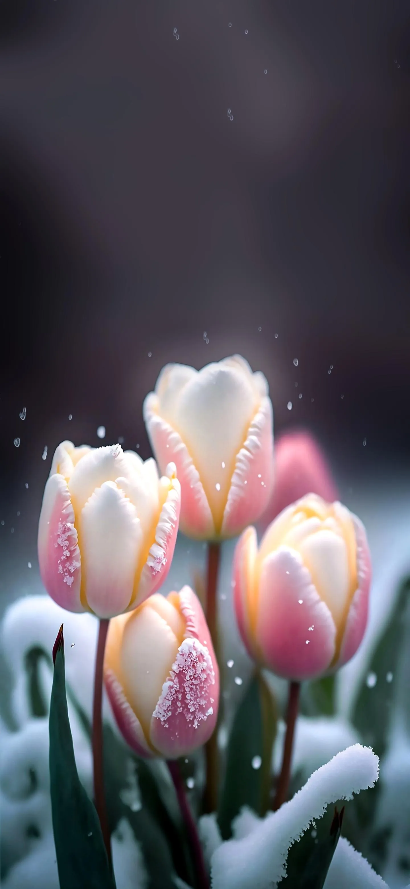 Beautiful Tulip Flowers Blooming In Soft Morning Light