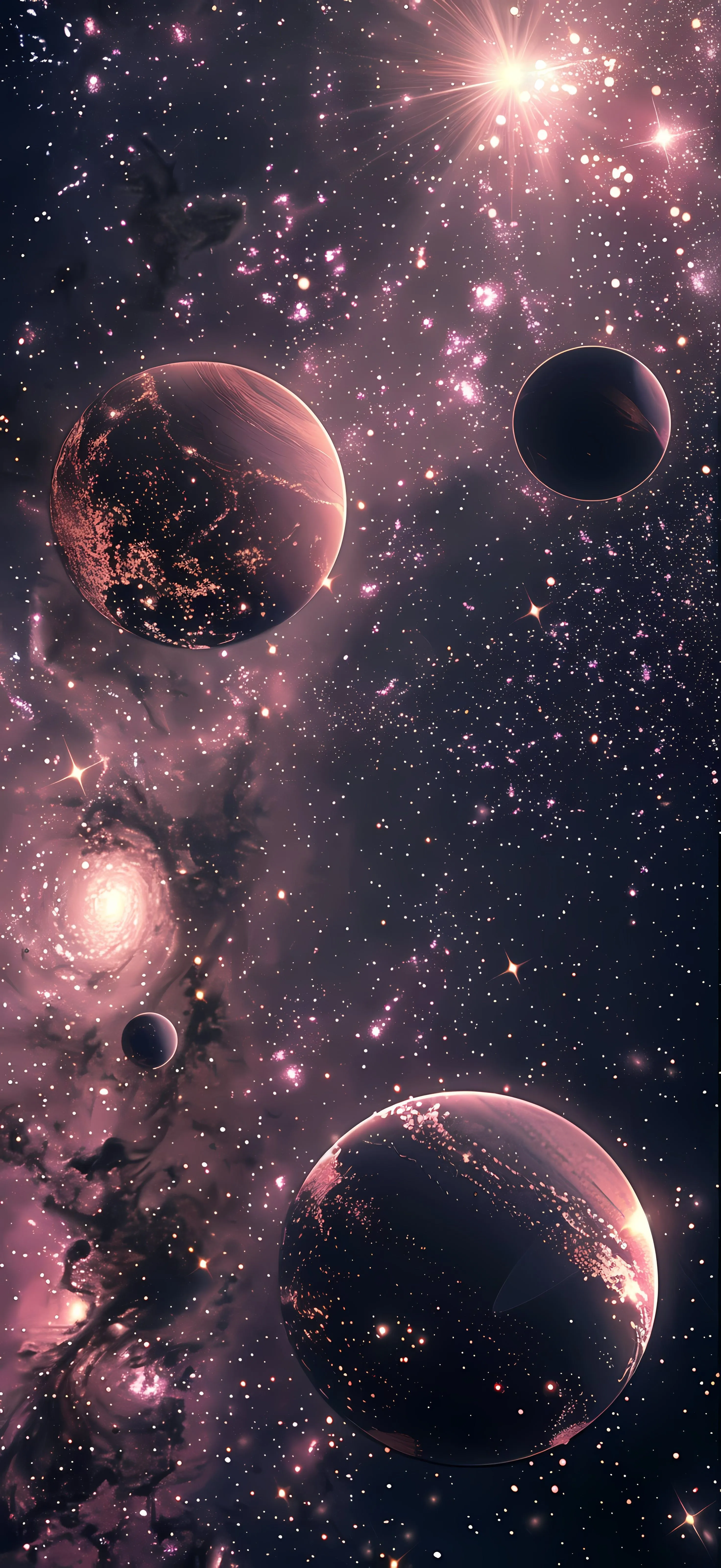 Beautiful View of Distant Planets in Outer Galaxy Space