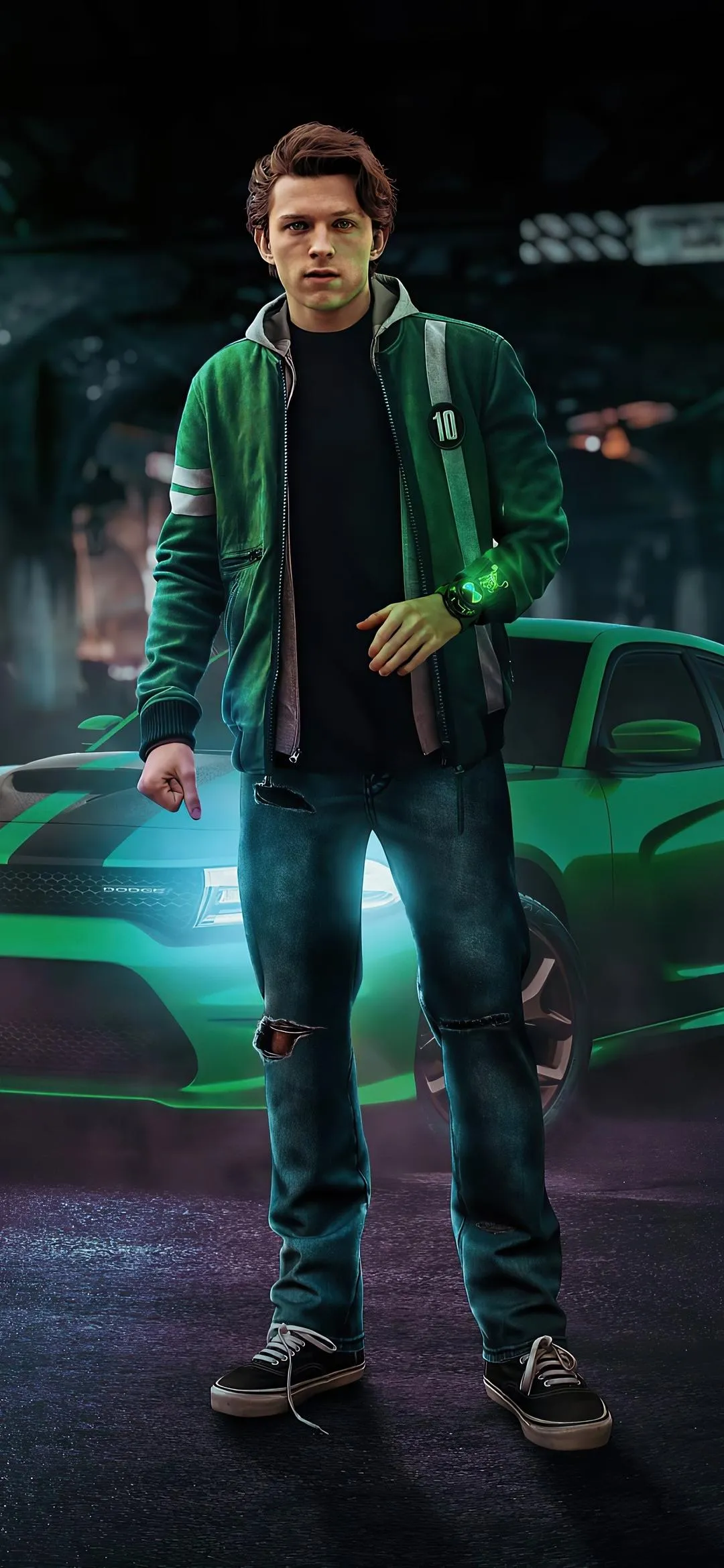 Ben Ten Standing Strong with Glowing Omnitrix Watch