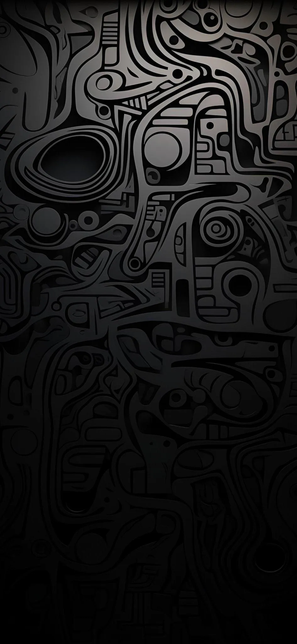 Black Abstract Pattern with Carved Artistic Design Wallpaper