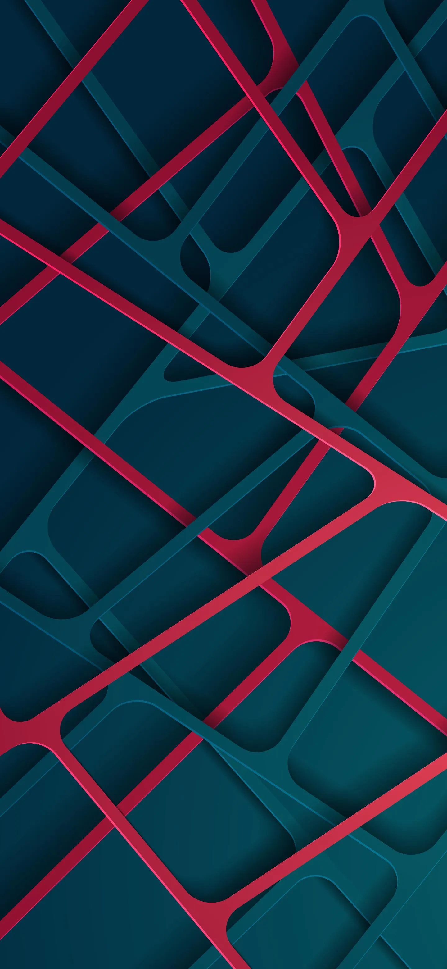 Black and Red Tech Grid Pattern on Dark Blue Base Wallpaper