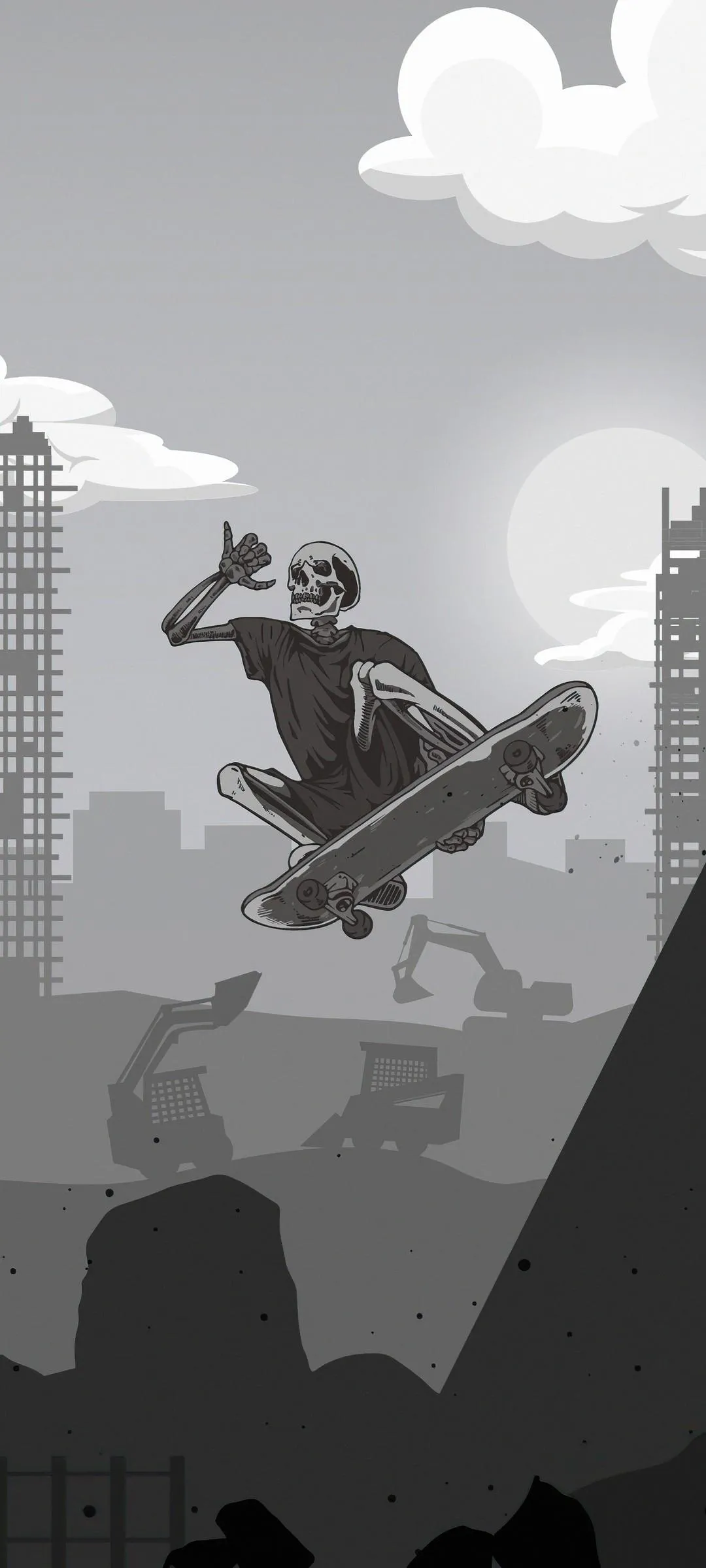 Black and White Art of a Man Jumping from Heights Wallpaper