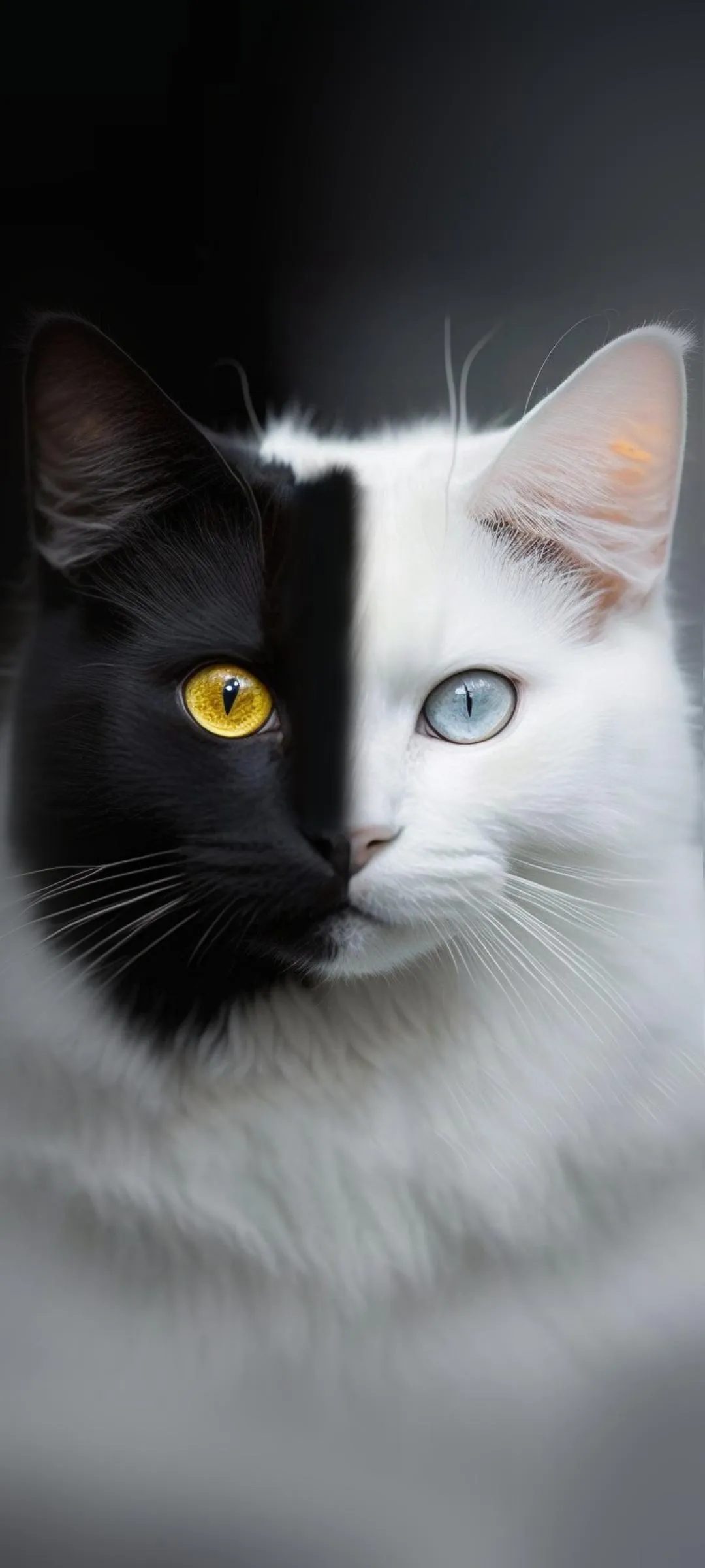 Black and White Cat Eye Half Shadow Background Wallpaper