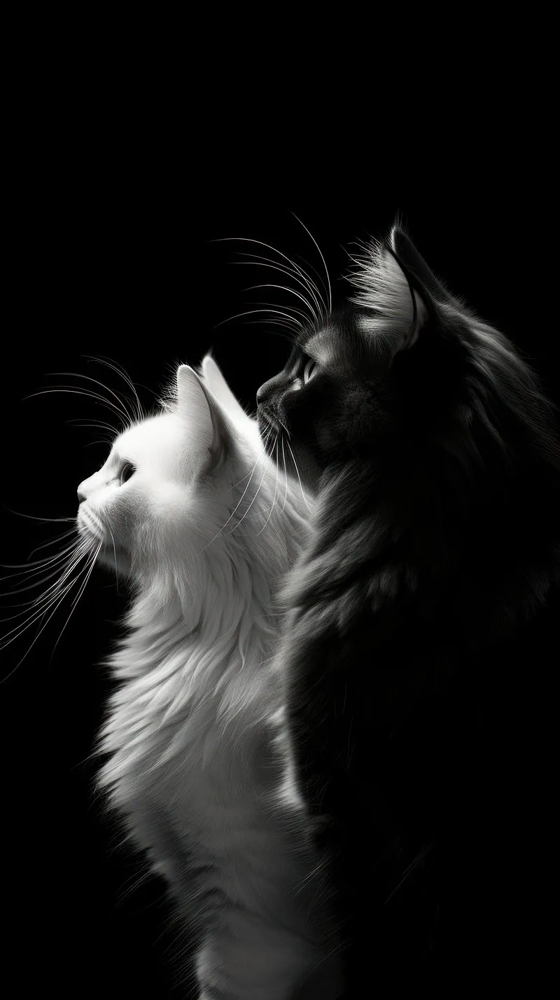 Black and White Cat Portrait with Dramatic Low Light Style
