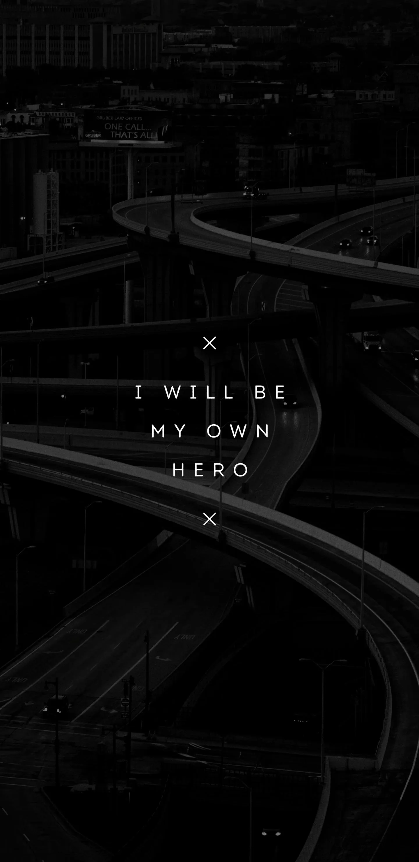 Black and White Highway Interchange at Night Wallpaper